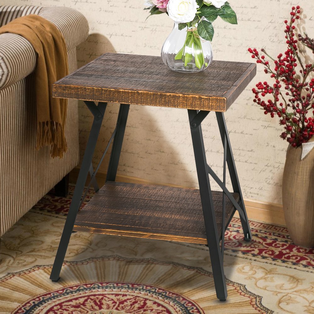 【Not allowed to sell to Walmart】HarperBright designs Solid Wood Coffee Table with Metal Legs, End Table/Living Room Set-Boyel Living