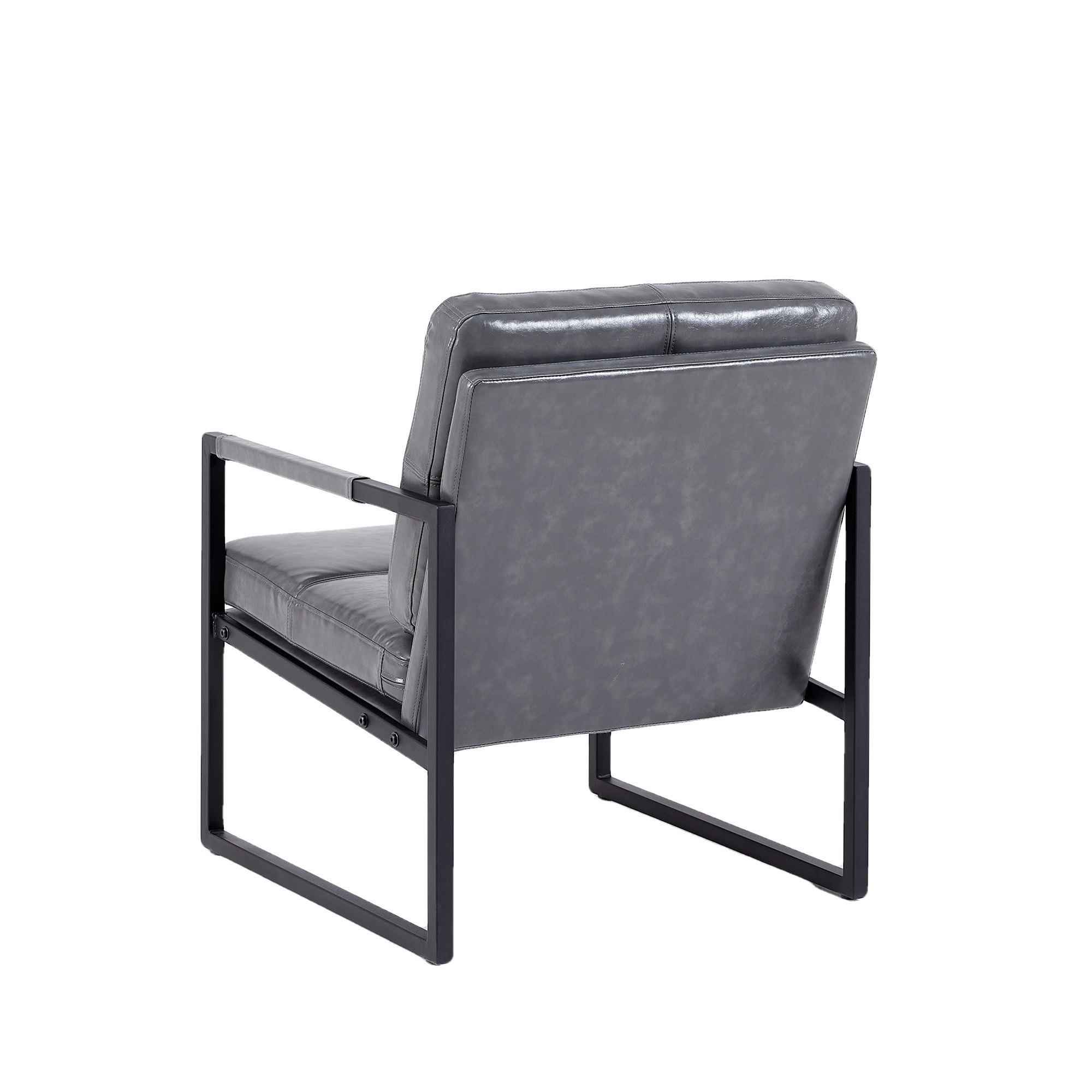 Light grey PU leather leisure black metal frame recliner chair for living room and bedroom furniture