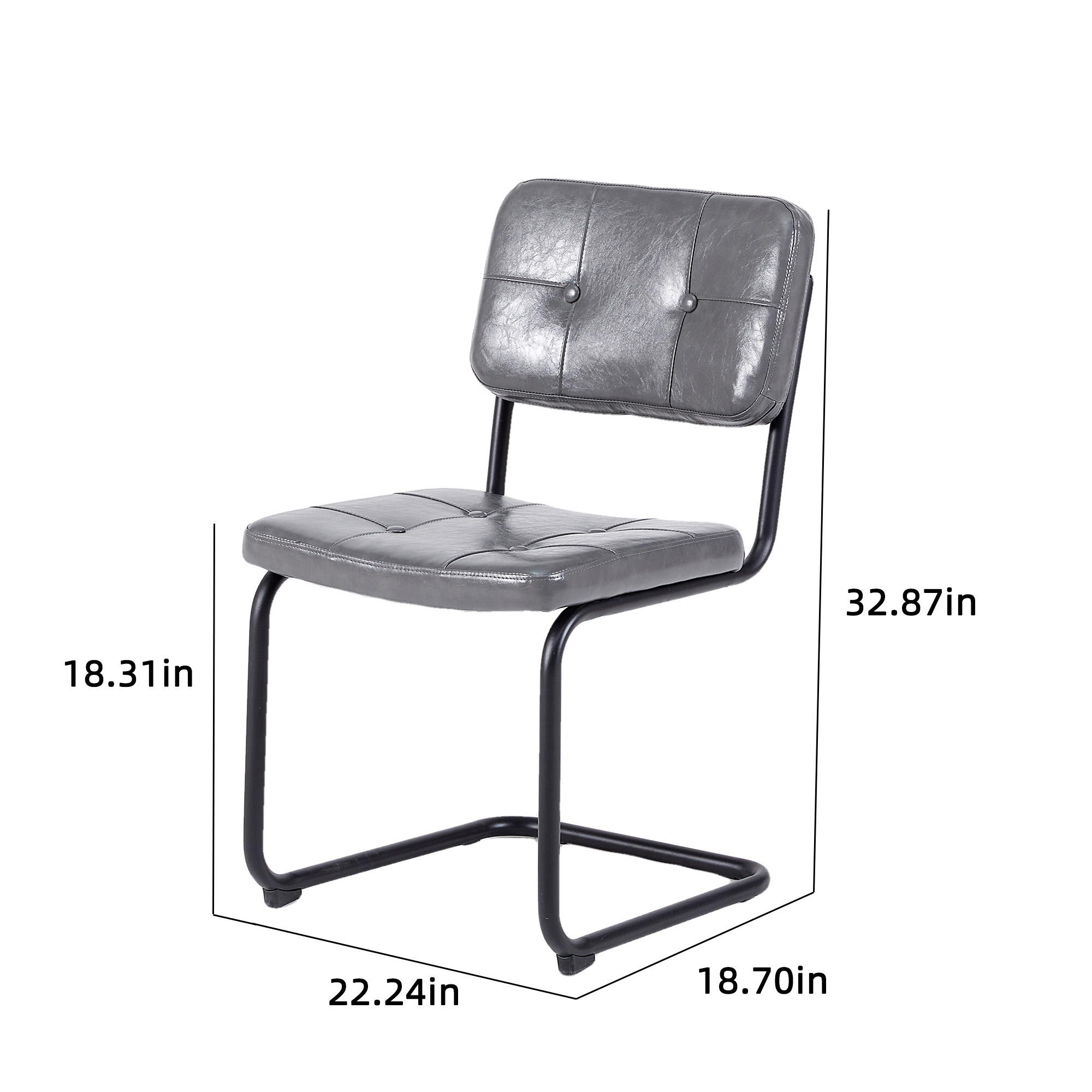 Light grey modern simple style dining chair PU leather black metal pipe dining room furniture chair set of 4