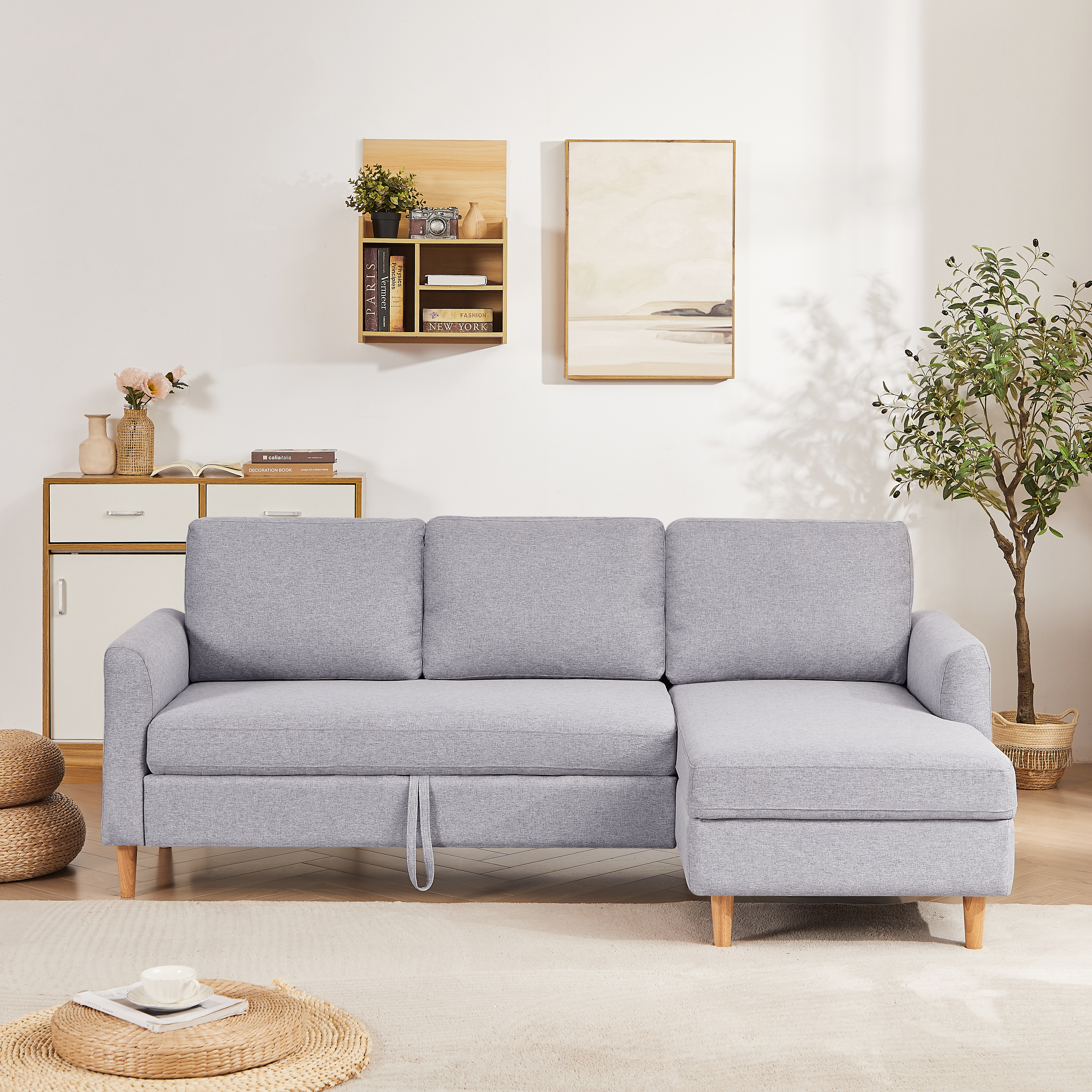 2 seater sofa bed ソファ 2人掛け 収納付き  ファブリック 両側に肘掛け付き  ソファ コンパクト ひとり暮らし  カウチソファー  W1082S00081