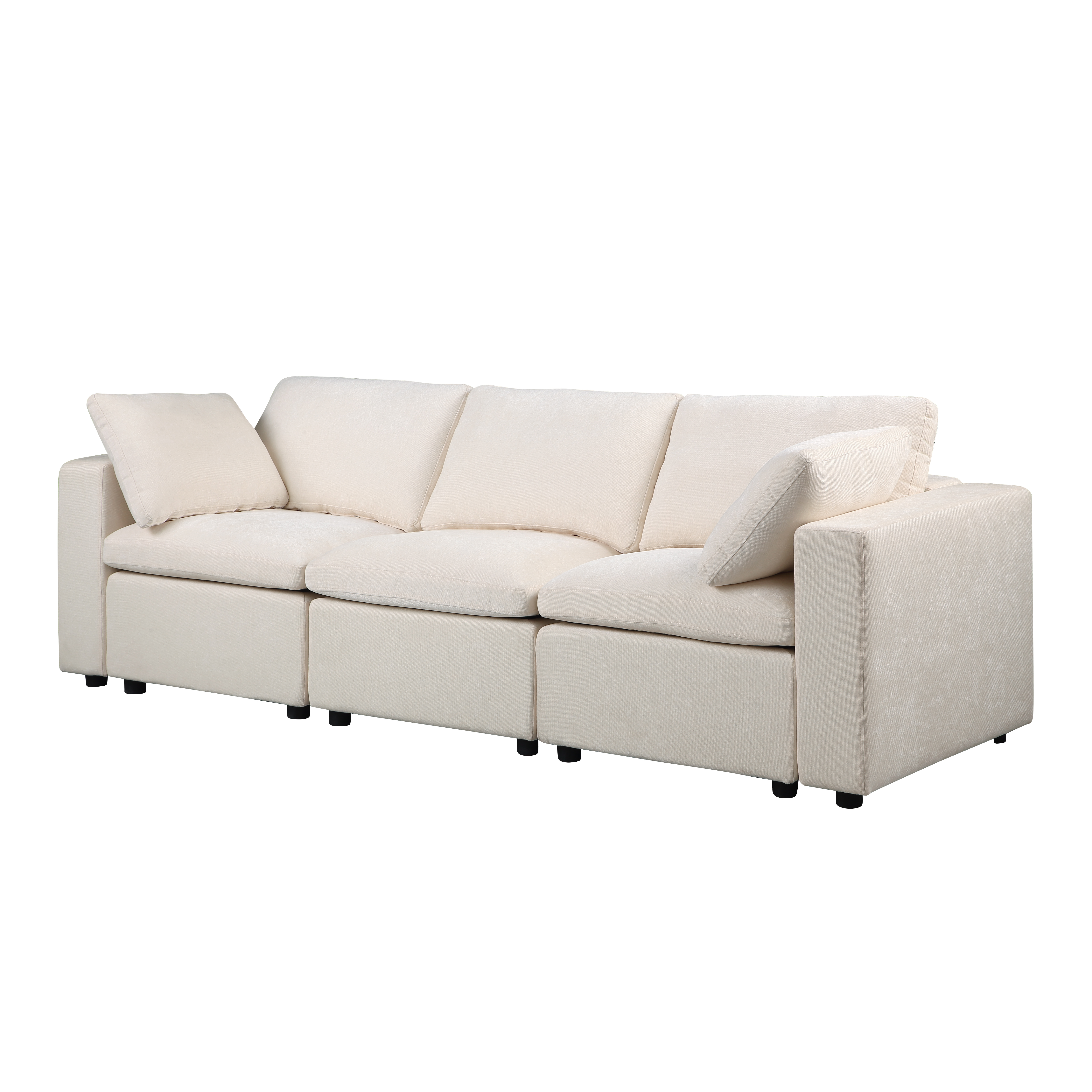 Modular Sectional Sofa, 3 Piece Sectional Sofa Set, Armless Chair/Two Corner Chairs, Chenille Beige