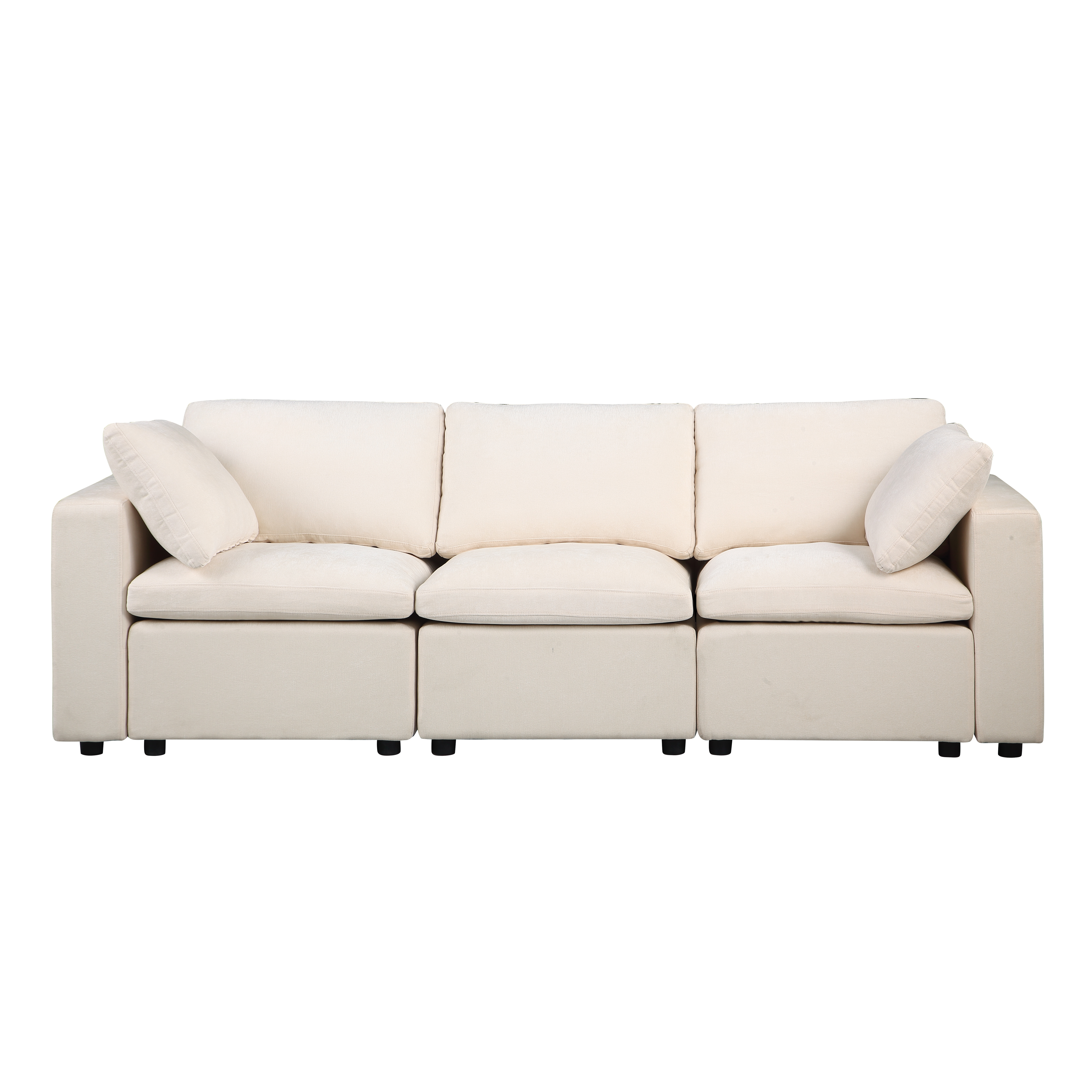 Modular Sectional Sofa, 3 Piece Sectional Sofa Set, Armless Chair/Two Corner Chairs, Chenille Beige