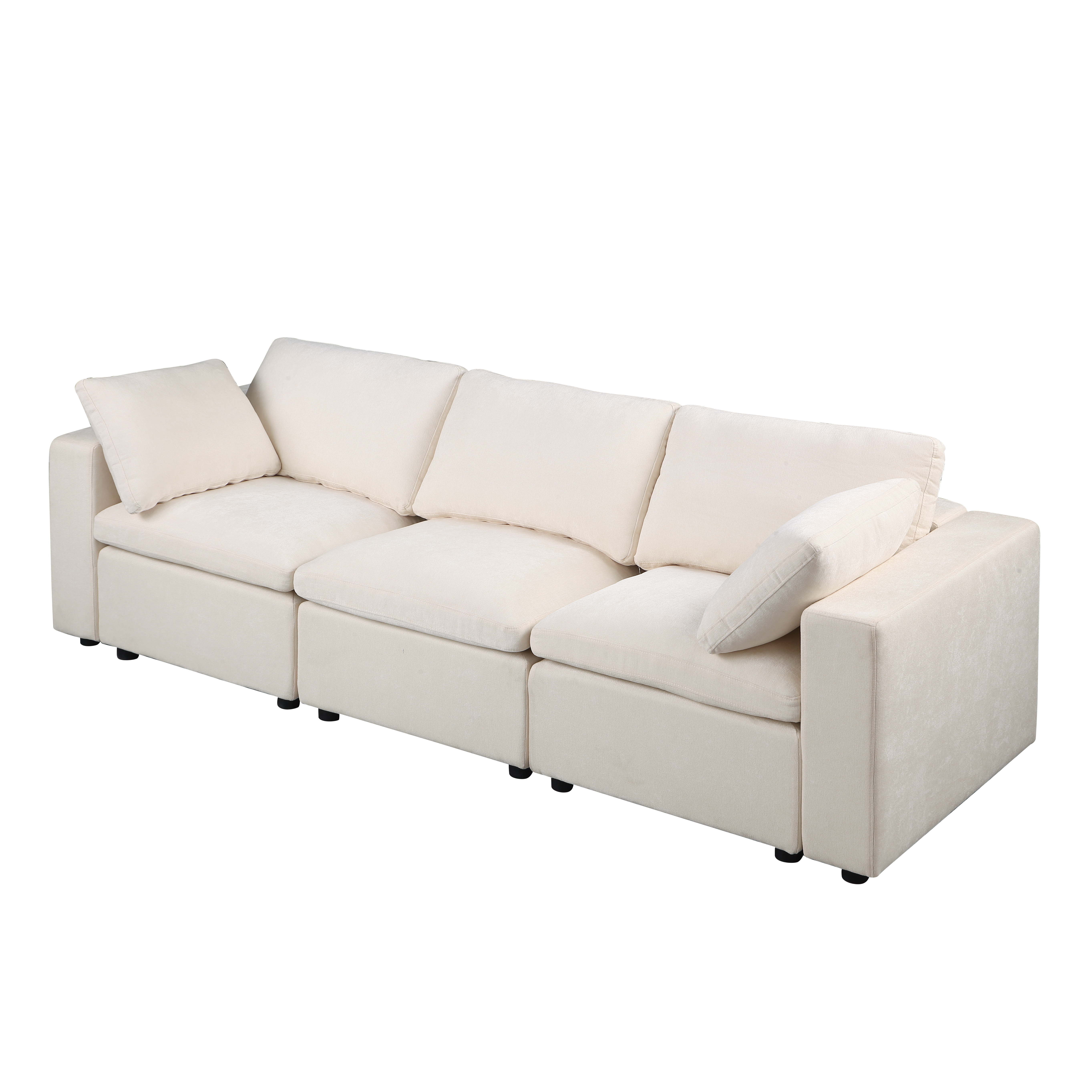 Modular Sectional Sofa, 3 Piece Sectional Sofa Set, Armless Chair/Two Corner Chairs, Chenille Beige