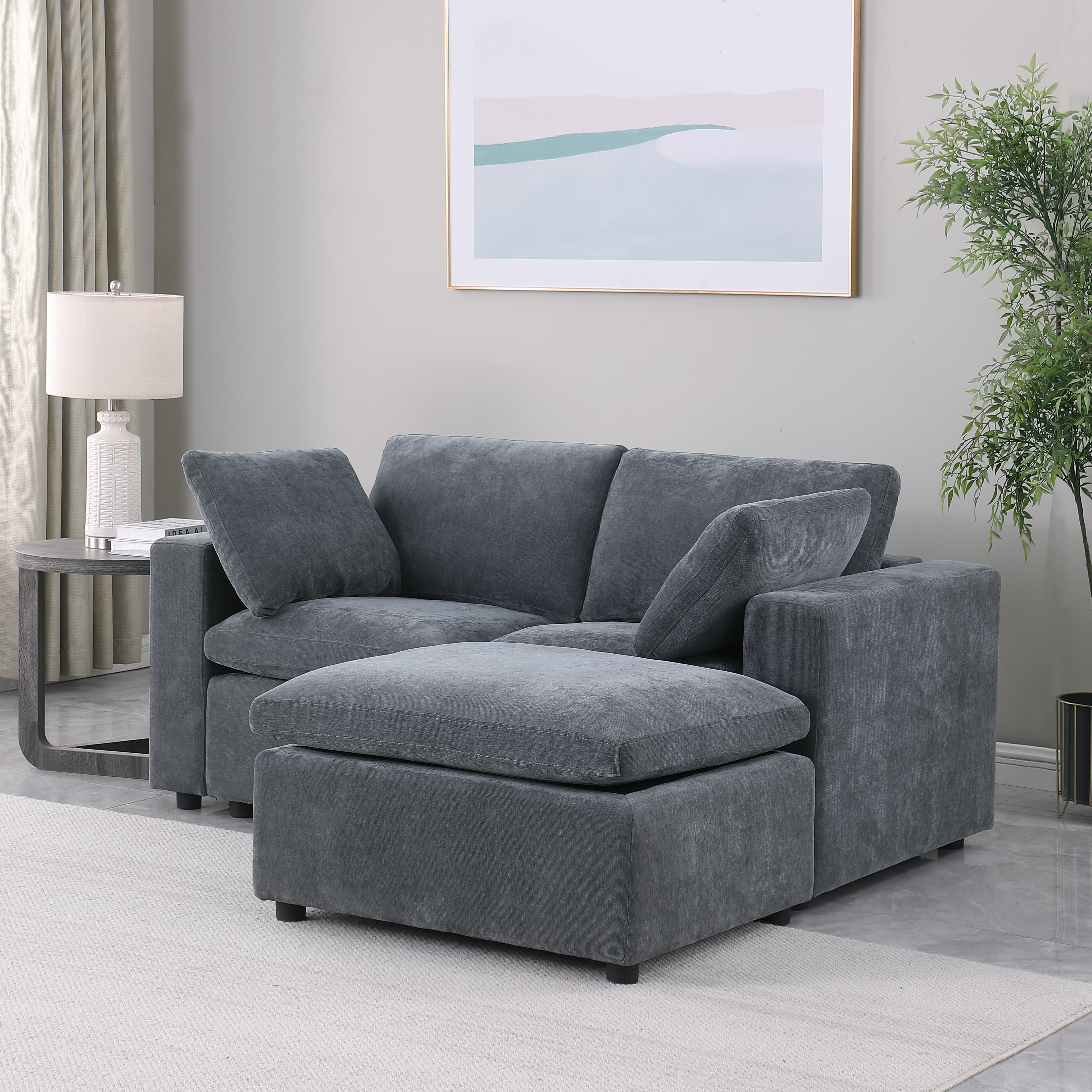 Modular Sectional Sofa, Convertible U Shaped Sofa Couch, Modular Sectionals with Ottomans, 6 Seat Sofa Couch with Reversible Chaise for Living Room. Grey