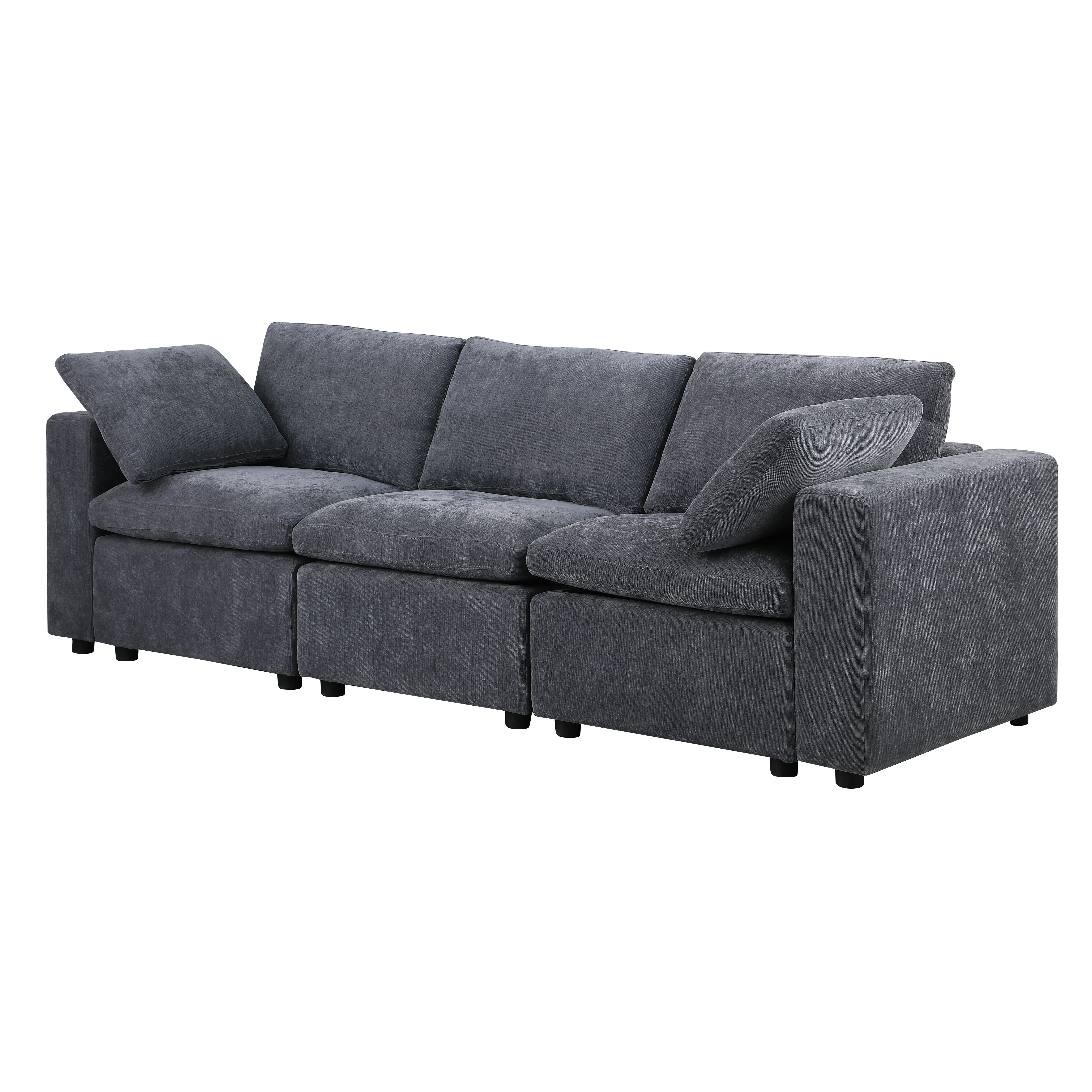 Modular Sectional Sofa, 3 Piece Sectional Sofa Set, Armless Chair/Two Corner Chairs, Chenille Grey