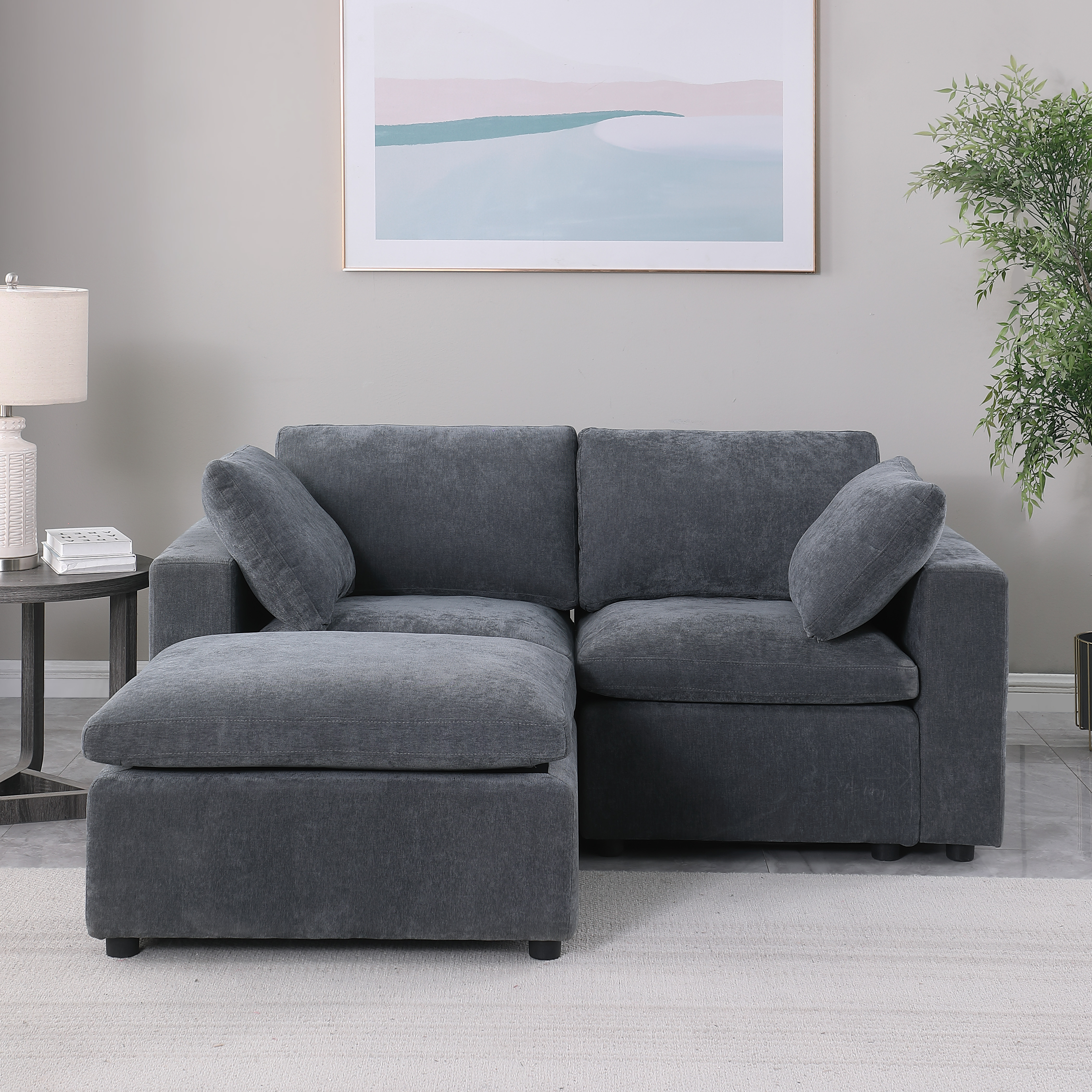 Modular Sectional Sofa, Convertible U Shaped Sofa Couch, Modular Sectionals with Ottomans, 6 Seat Sofa Couch with Reversible Chaise for Living Room. Grey