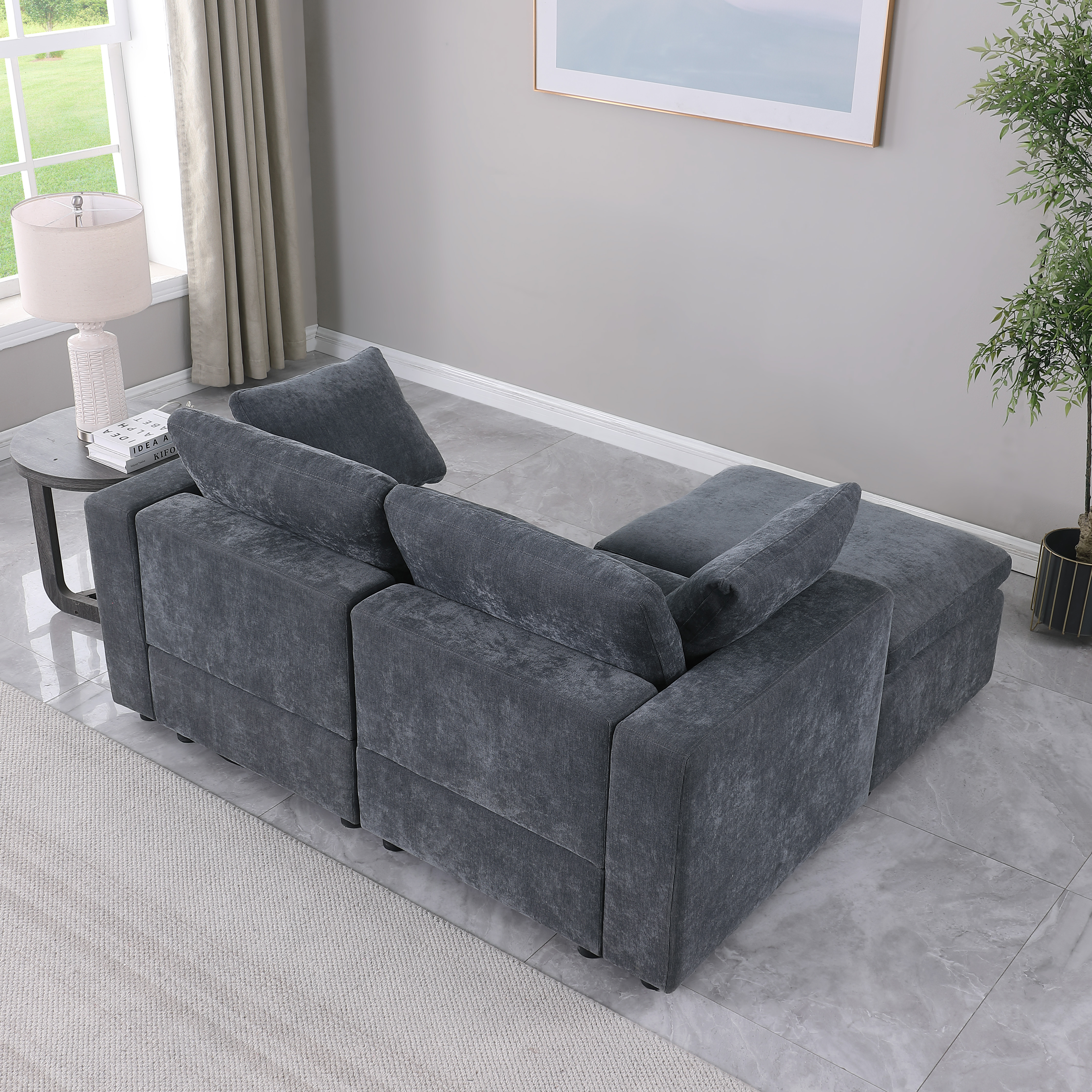 Modular Sectional Sofa, Convertible U Shaped Sofa Couch, Modular Sectionals with Ottomans, 6 Seat Sofa Couch with Reversible Chaise for Living Room. Grey