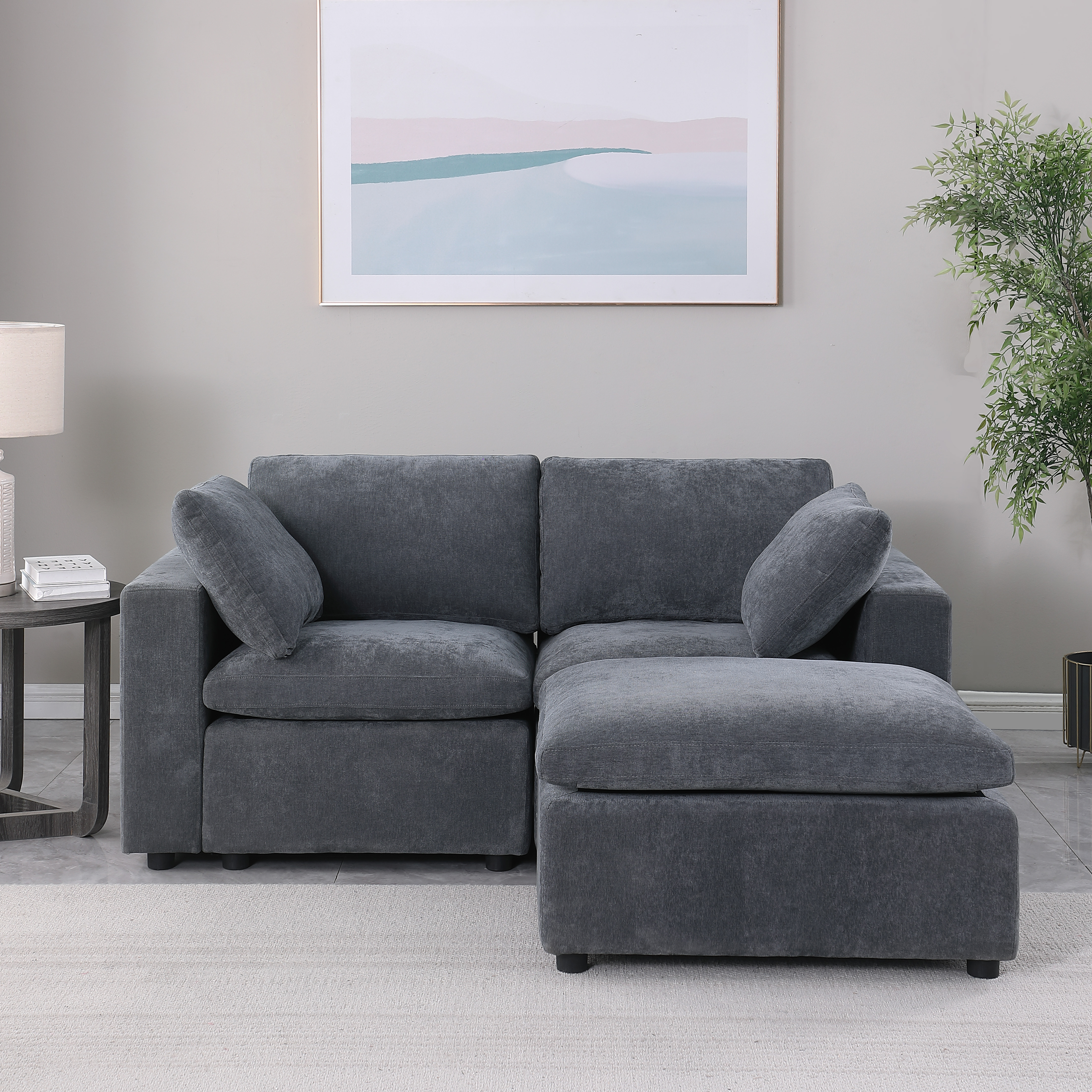 Modular Sectional Sofa, Convertible U Shaped Sofa Couch, Modular Sectionals with Ottomans, 6 Seat Sofa Couch with Reversible Chaise for Living Room. Grey