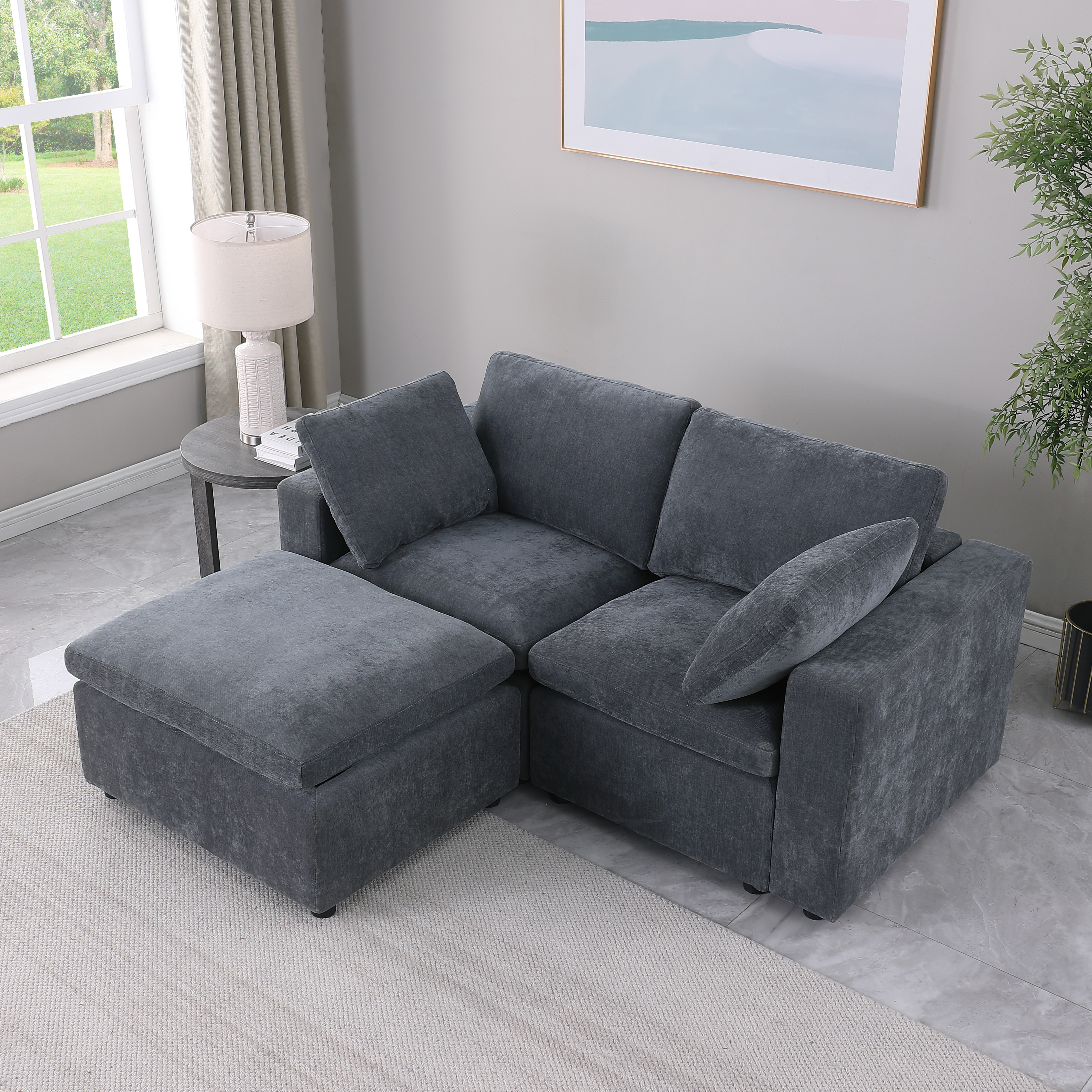 Modular Sectional Sofa, Convertible U Shaped Sofa Couch, Modular Sectionals with Ottomans, 6 Seat Sofa Couch with Reversible Chaise for Living Room. Grey