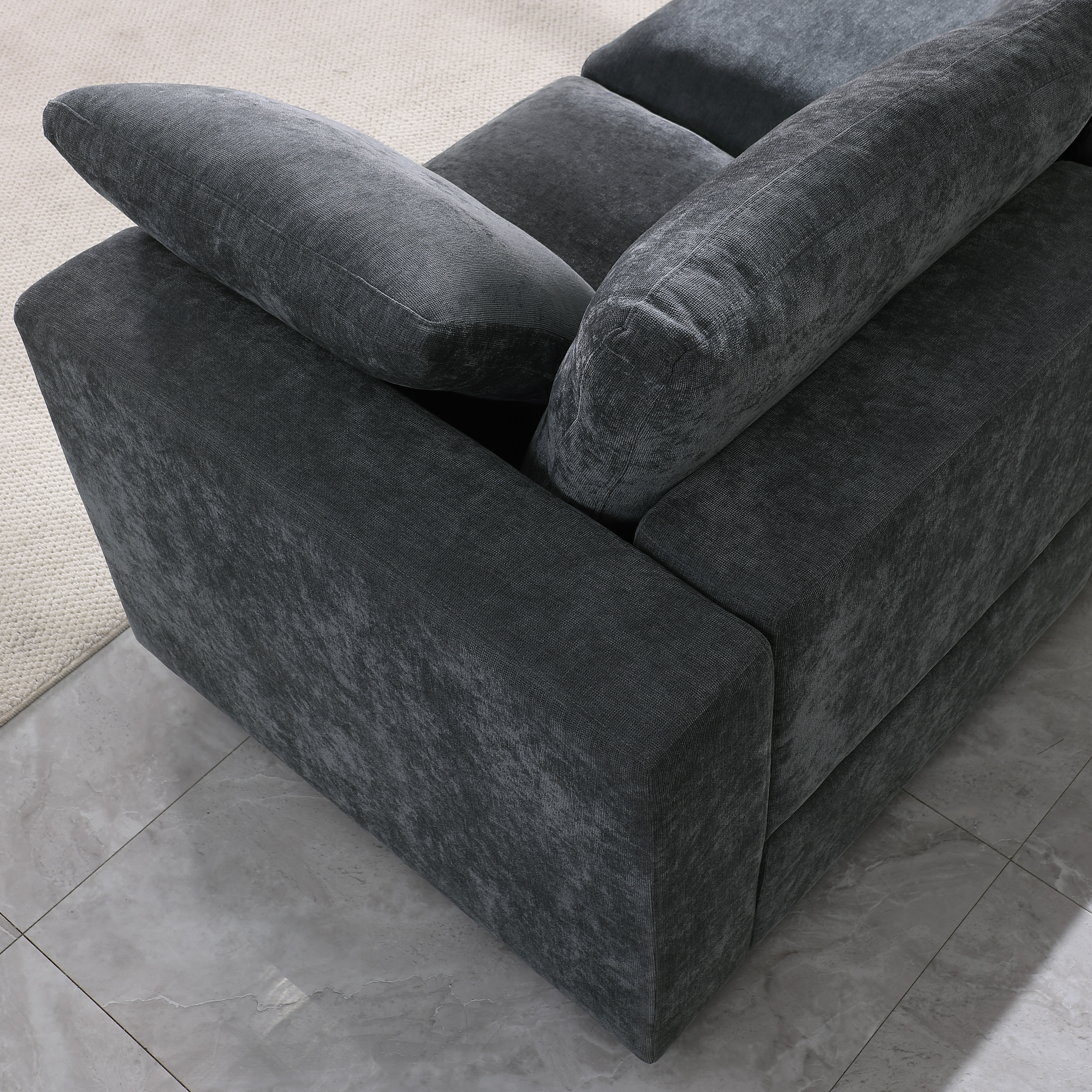 Corner Seat Module for Modular Sectional Sofa, Customizable Sectional Sofa Couch Accent Chair, Chenille Grey