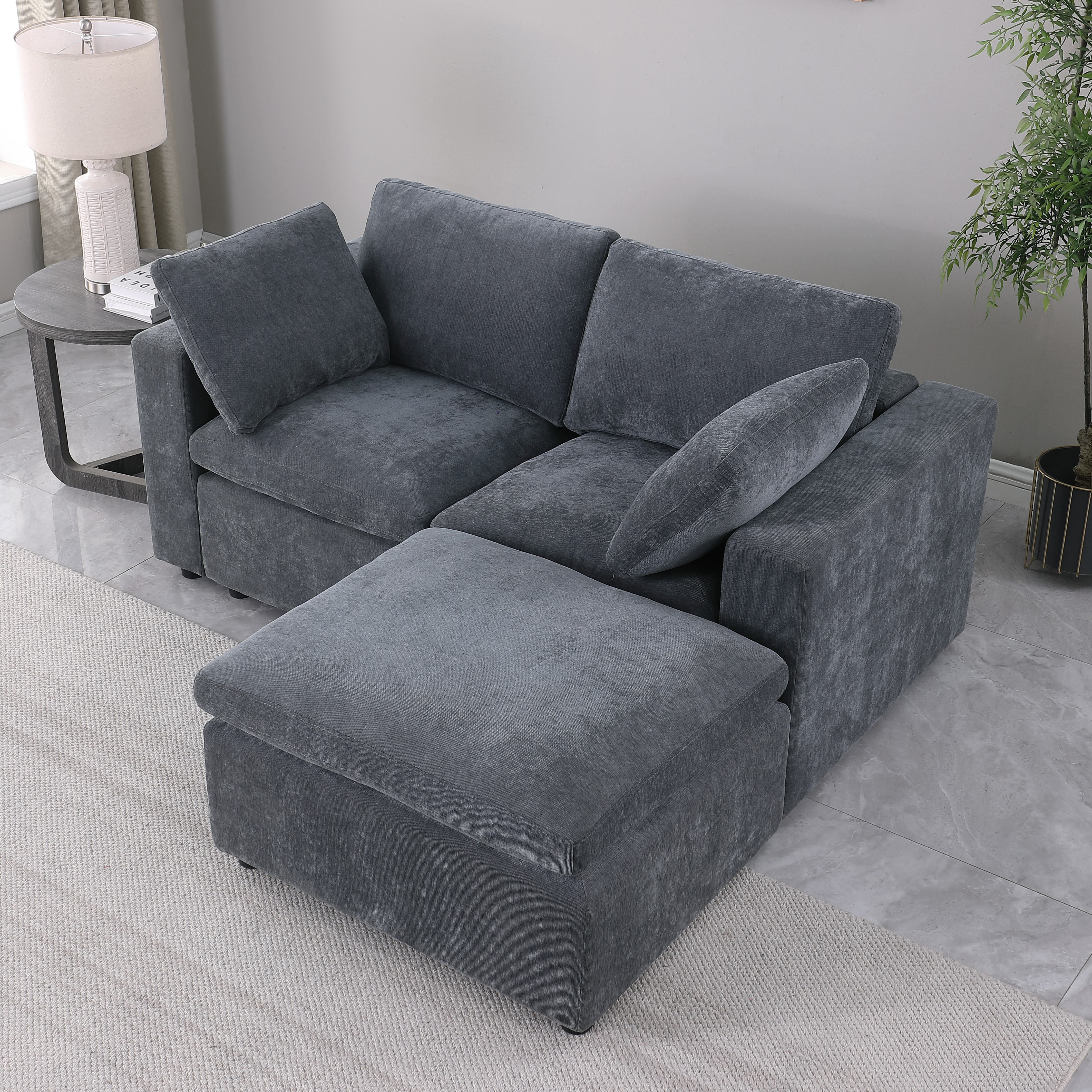 Modular Sectional Sofa, Convertible U Shaped Sofa Couch, Modular Sectionals with Ottomans, 6 Seat Sofa Couch with Reversible Chaise for Living Room. Grey