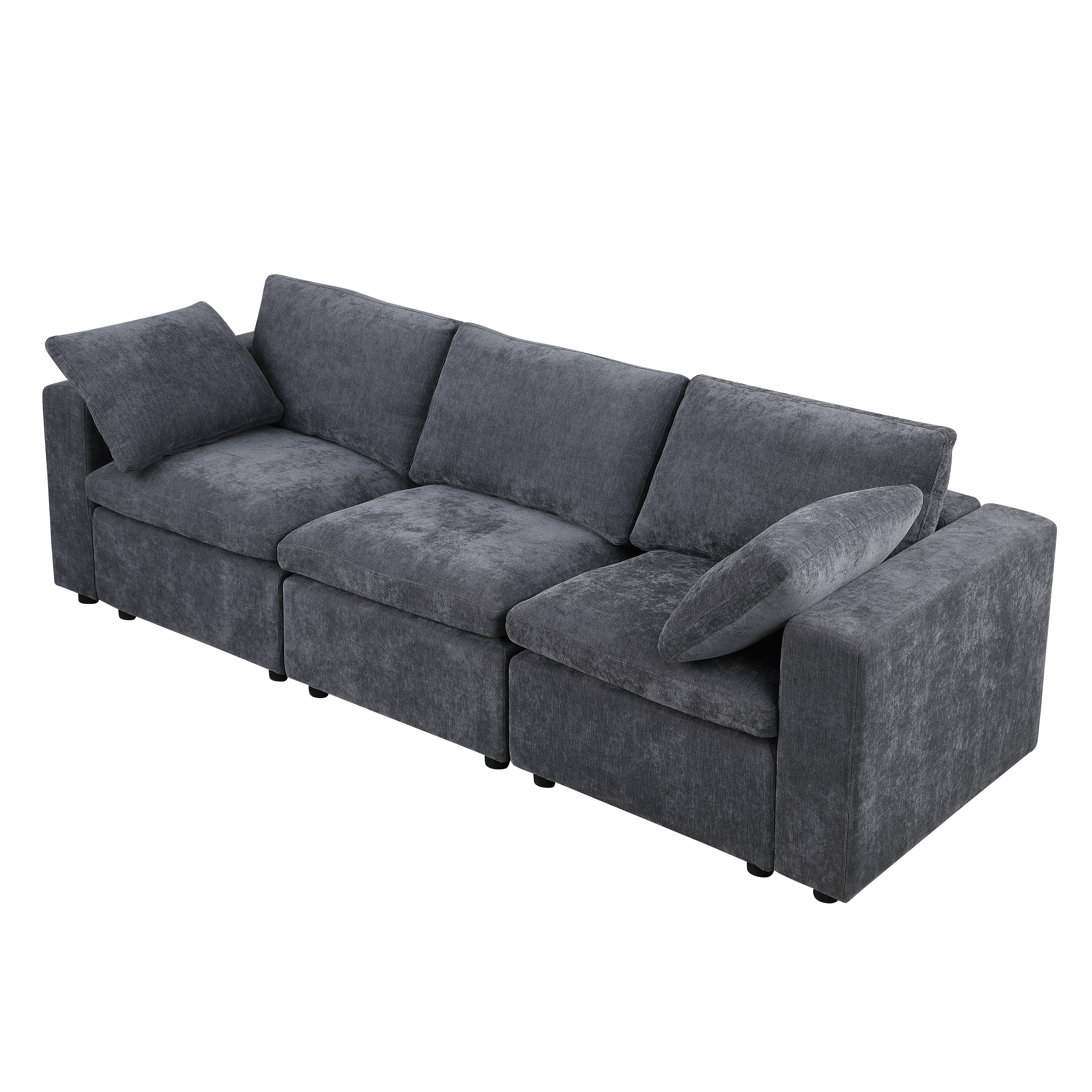 Modular Sectional Sofa, 3 Piece Sectional Sofa Set, Armless Chair/Two Corner Chairs, Chenille Grey