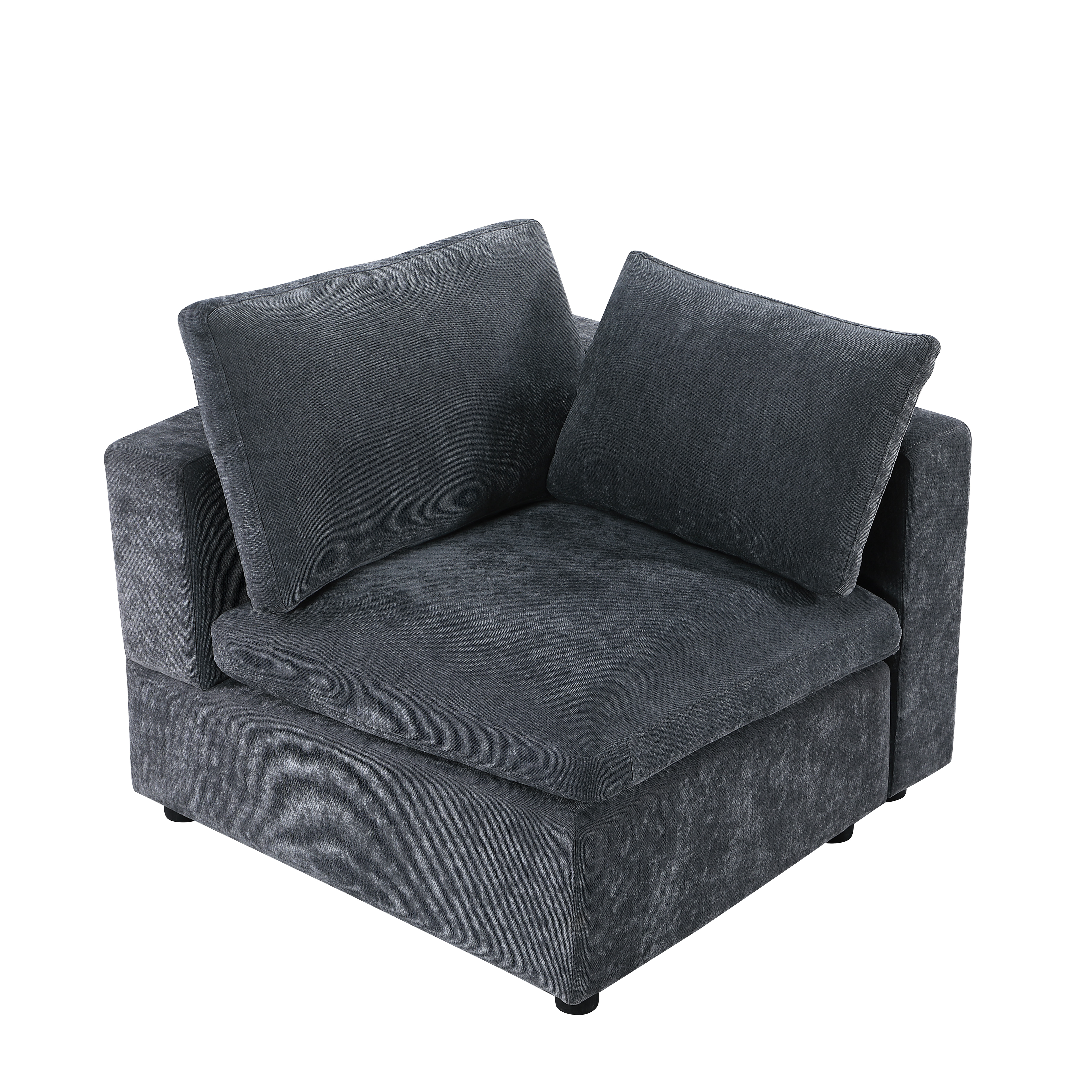 Corner Seat Module for Modular Sectional Sofa, Customizable Sectional Sofa Couch Accent Chair, Chenille Grey