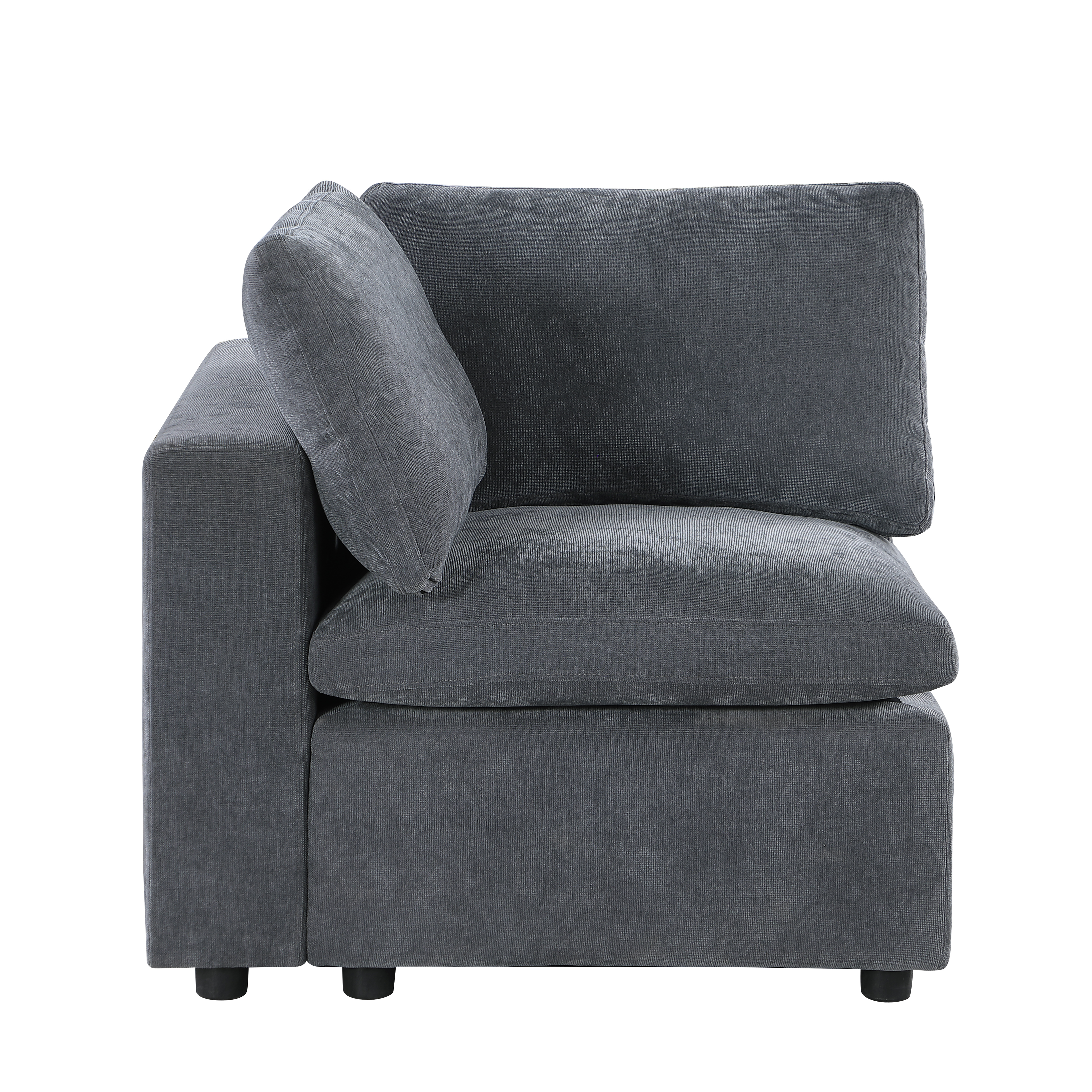 Modular Sectional Sofa Set, Left Facing Armchair,Chenille, Grey