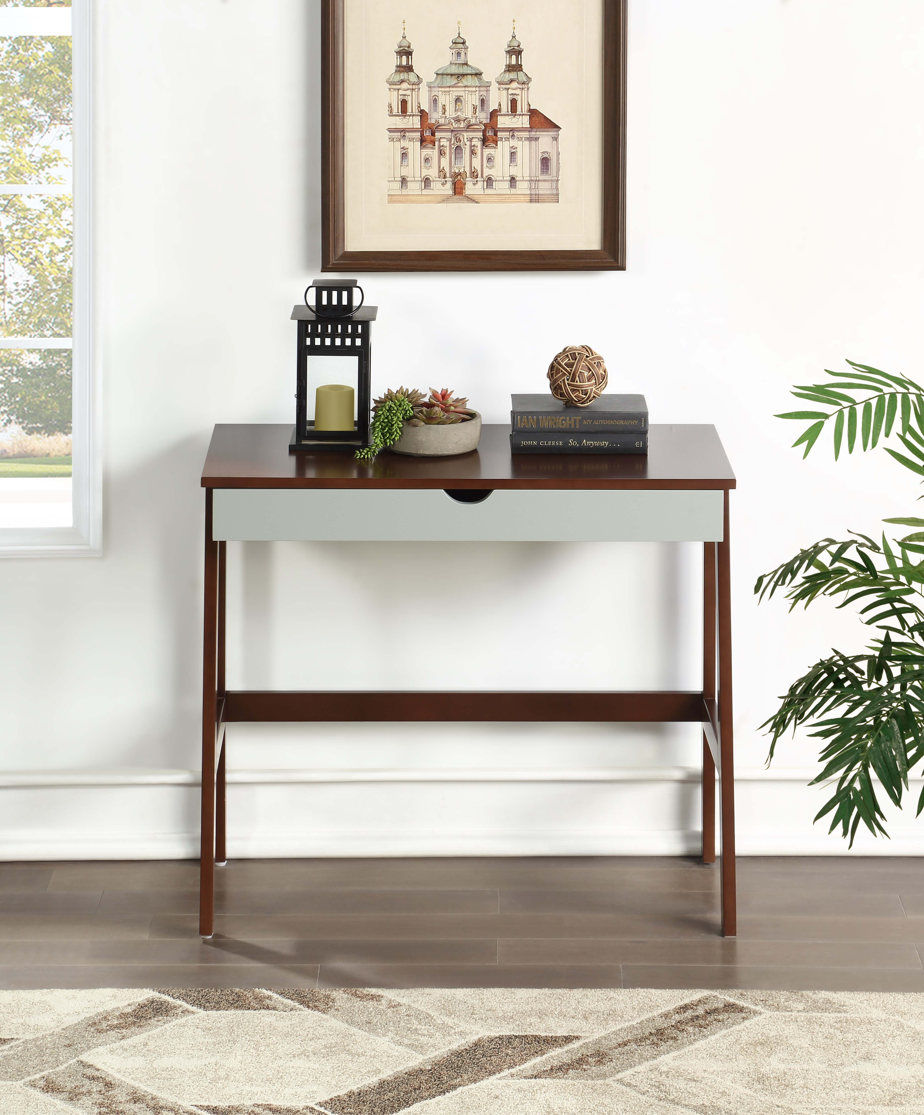 Hilton Desk In Espresso & Gray