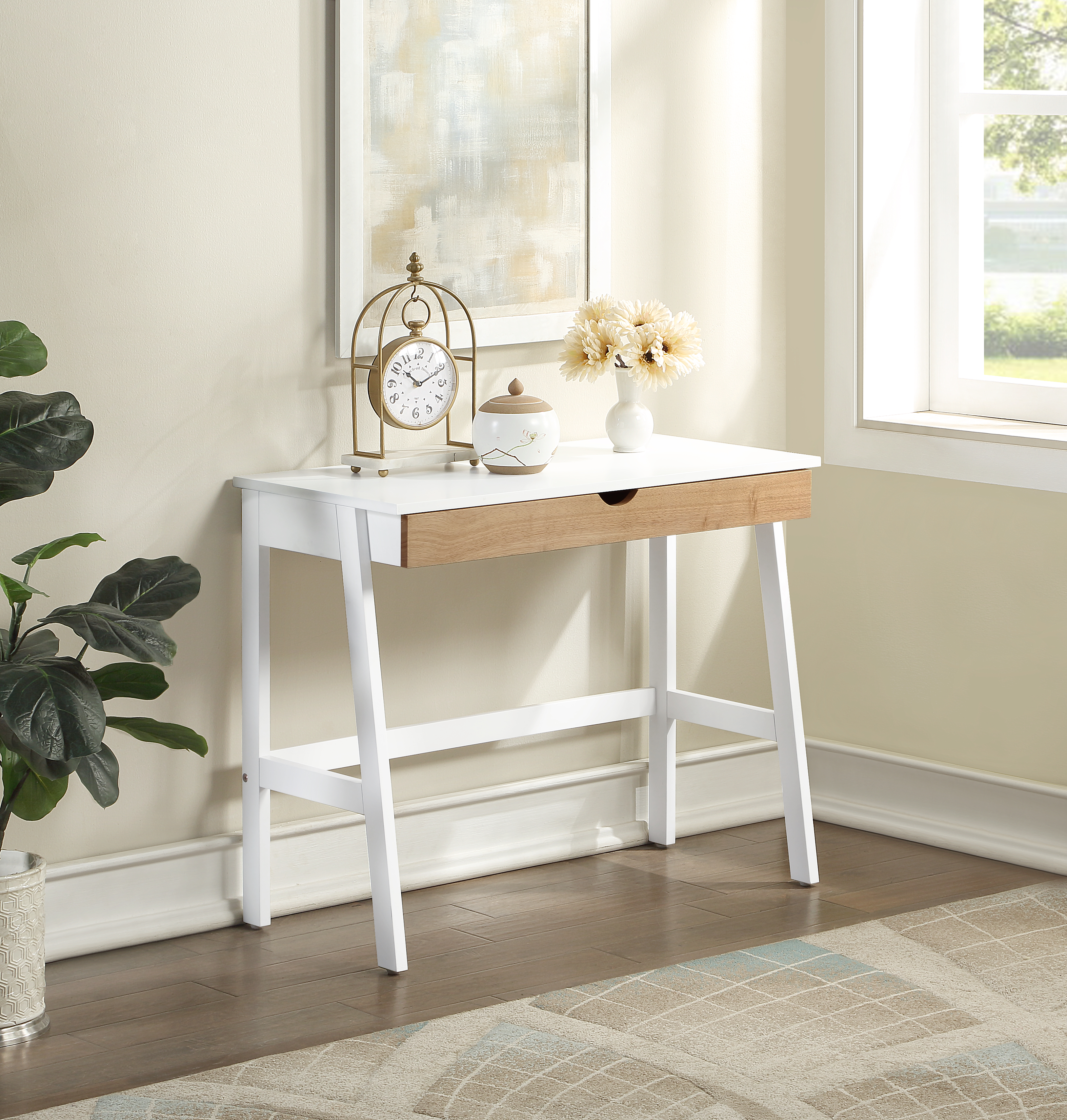 Hilton Desk In White/Natural