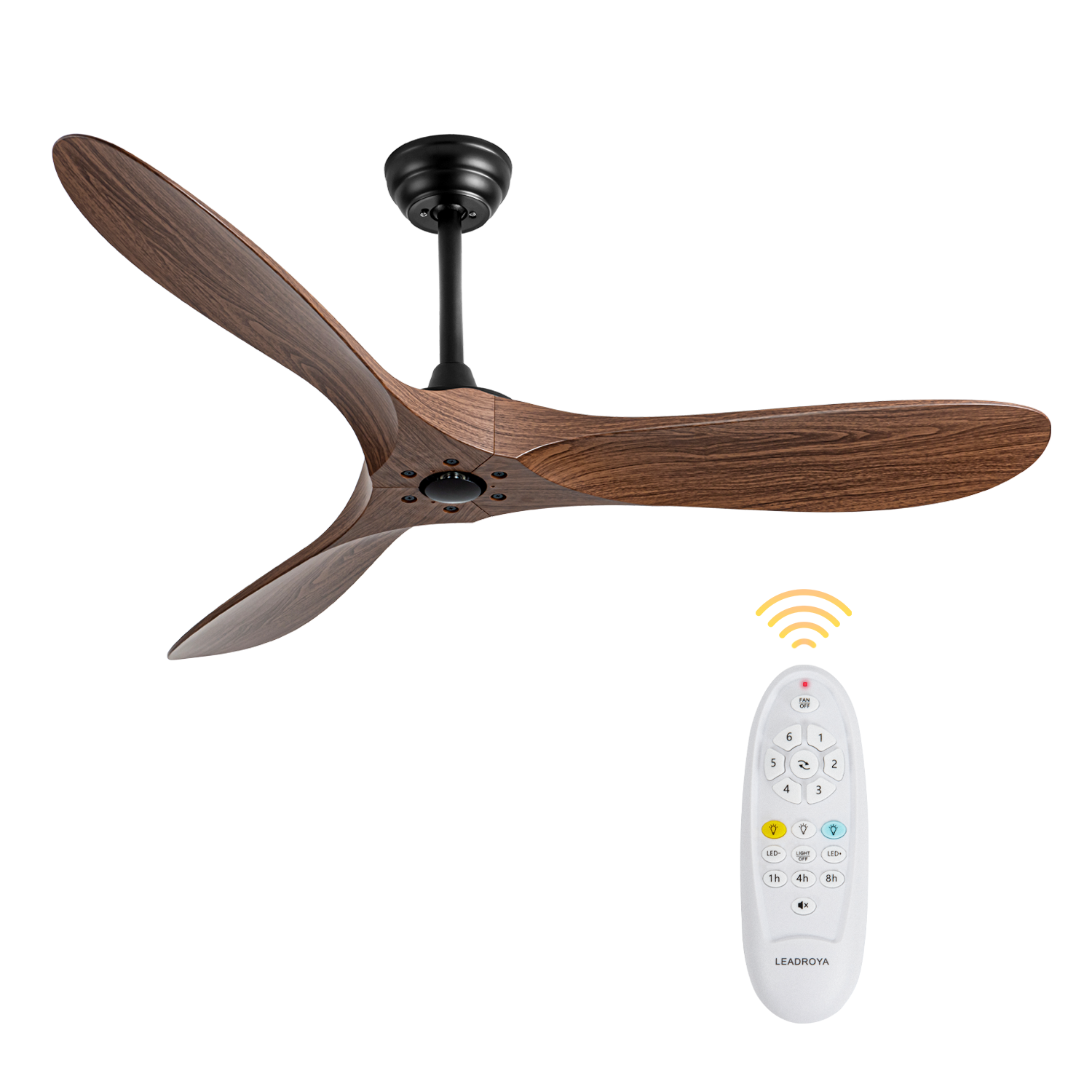 52 inch Ceiling Fan with Remote Control - Timed Lighting, Reversible Airflow and Quiet Operation for Living Room & Bedroom & Outdoor