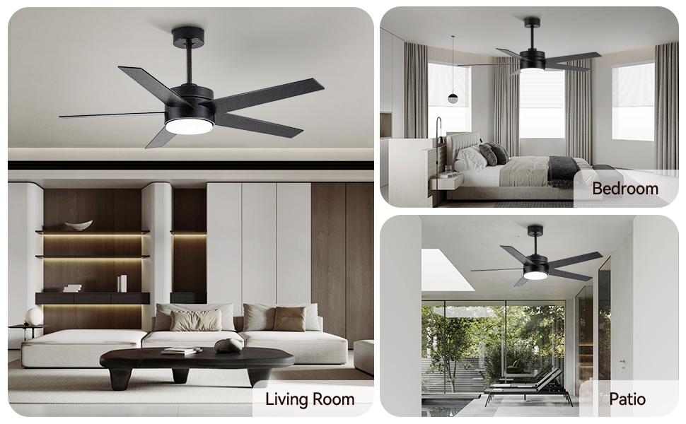 Modern Ceiling Fan With Light And Remote Control, 52 Inch Airflow Cool/Airflow Warm, 5 Reversible Blades, Dimmable LED Light,For Living Room And Bedroom