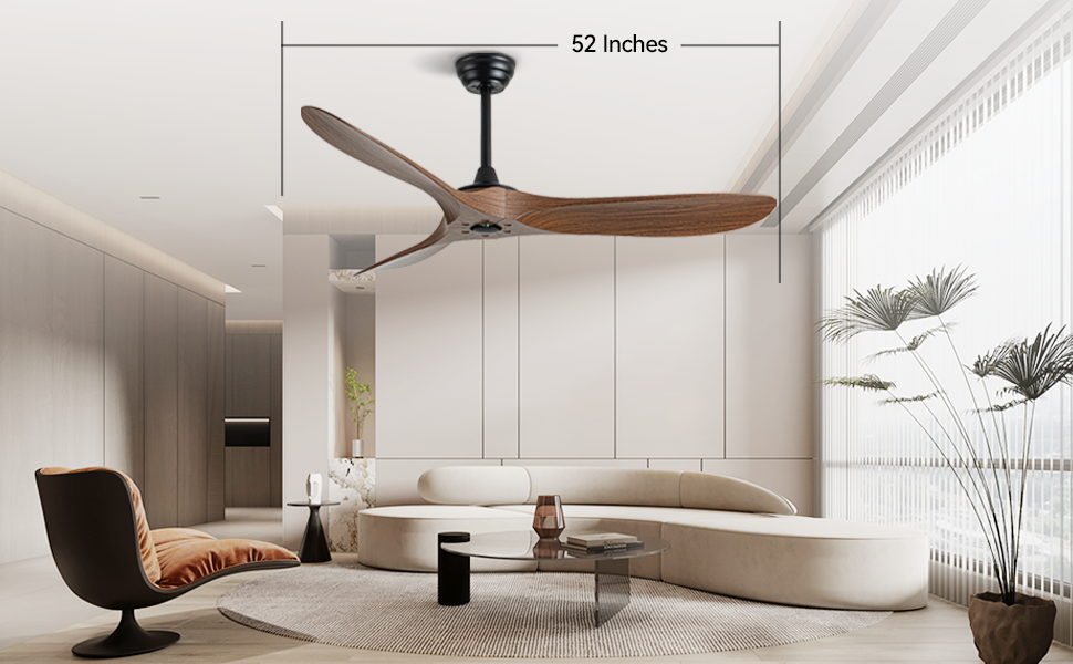 52 inch Ceiling Fan with Remote Control - Timed Lighting, Reversible Airflow and Quiet Operation for Living Room & Bedroom & Outdoor