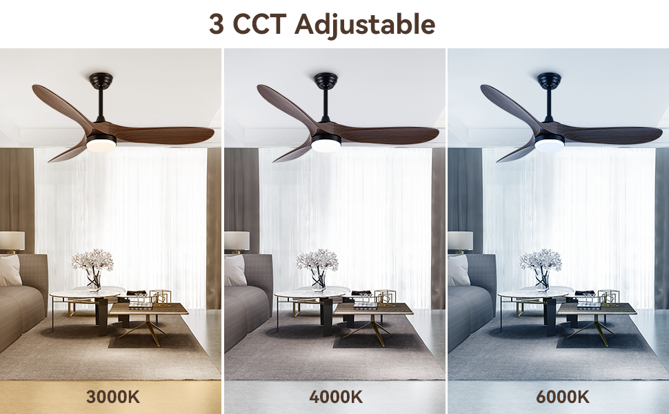 52 inch Ceiling Fan with Light and Remote Control - Timed Lighting, Reversible Airflow and Quiet Operation for Living Room & Bedroom & Outdoor