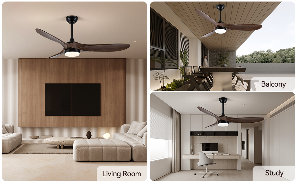 52 inch Ceiling Fan with Light and Remote Control - Timed Lighting, Reversible Airflow and Quiet Operation for Living Room & Bedroom & Outdoor