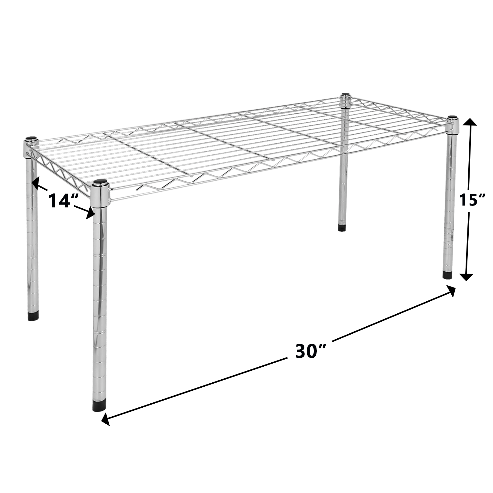 Simple Deluxe Heavy Duty 1-Shelf Shelving, Adjustable Storage Units, Steel Organizer Wire Rack, 30" W x 14" D x 15" H, Chrome