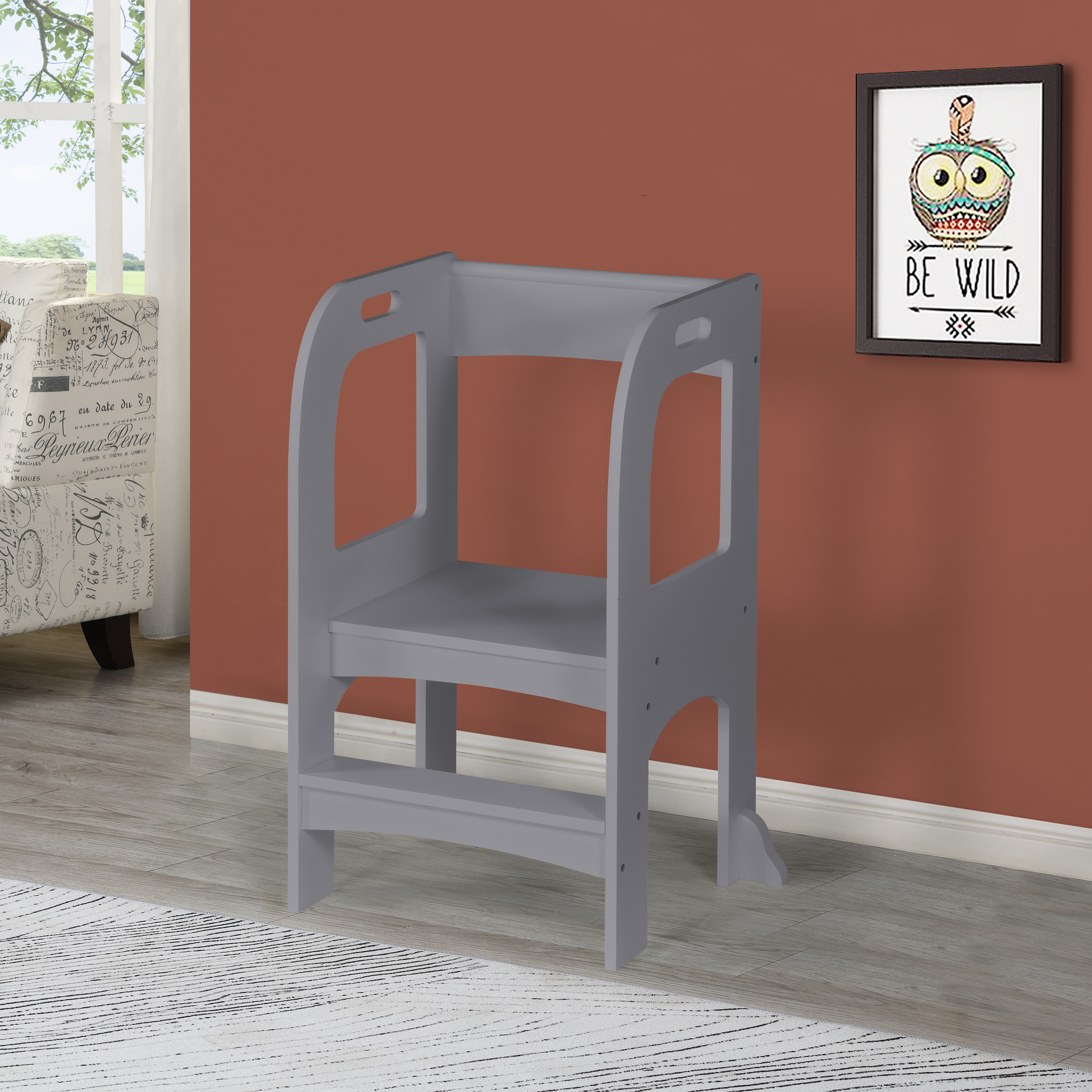 Child Standing Tower, Step Stools for Kids, Toddler Step Stool for Kitchen Counter,Gray-CASAINC