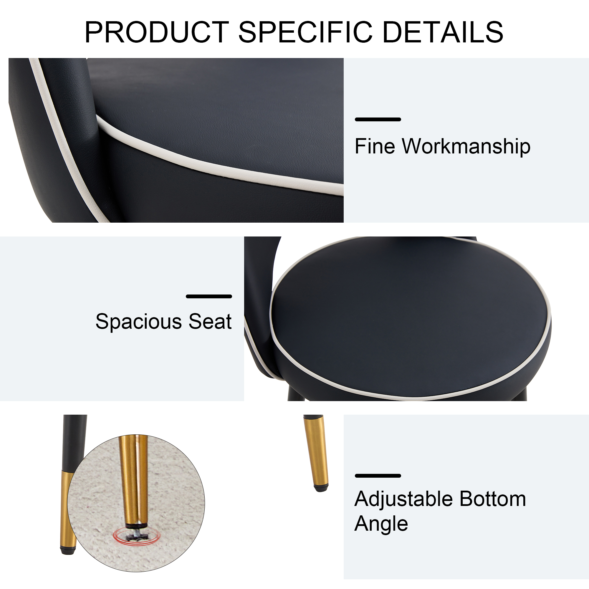 360 ° rotatable bar chair.Modern PU comfortable upholstered bar chair with smooth and beautiful metal legs for dining room, kitchen, terrace and guest office chair .