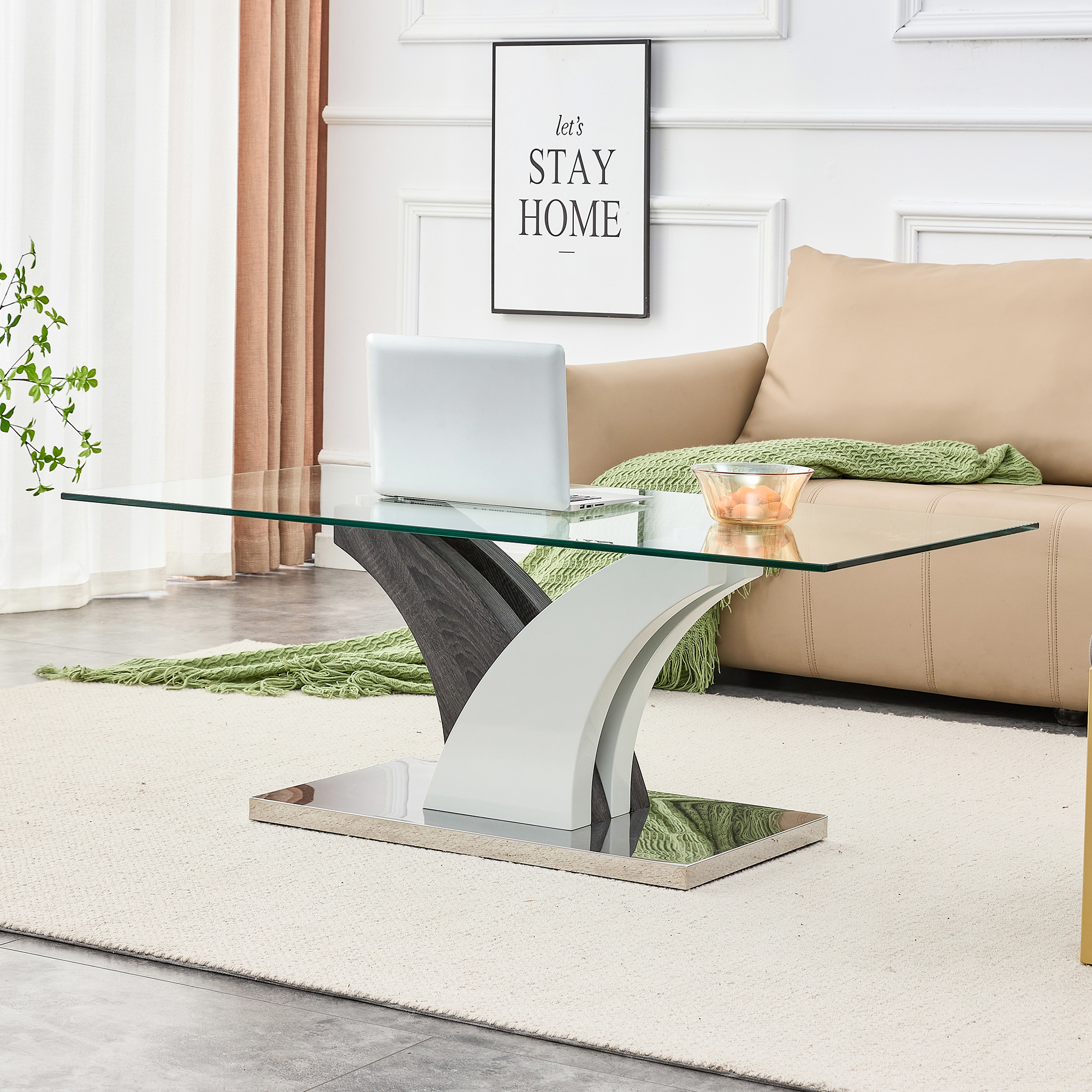 Modern dining table,Tea Table.Coffee Table. Tempered glass countertop, and artistic MDF legs are perfect for hosting dinners, conferences, home, and office decorations.B-793