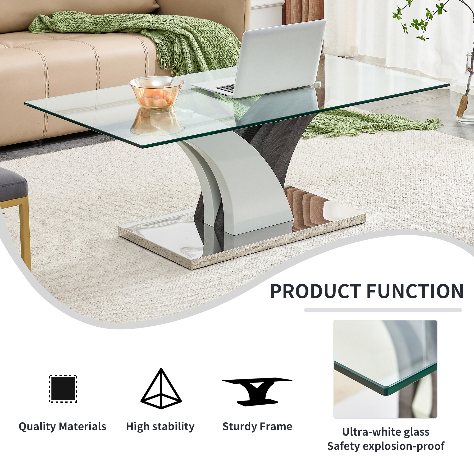 Modern dining table,Tea Table.Coffee Table. Tempered glass countertop, and artistic MDF legs are perfect for hosting dinners, conferences, home, and office decorations.B-793