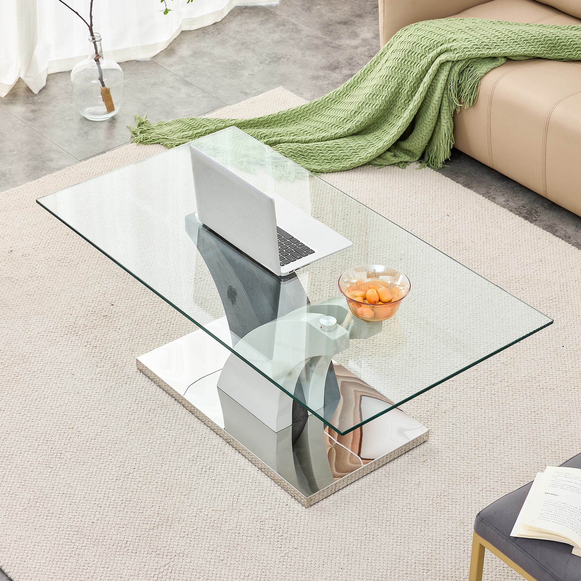 Modern dining table,Tea Table.Coffee Table. Tempered glass countertop, and artistic MDF legs are perfect for hosting dinners, conferences, home, and office decorations.B-793