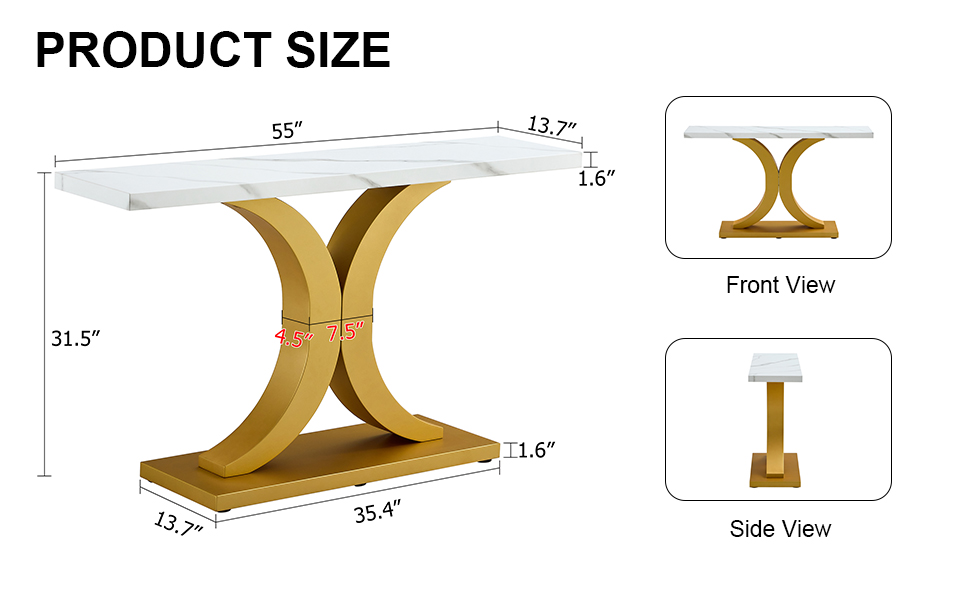 A modern minimalist style foyer table with white tabletop, gold bracket, and bottom plate, enhancing the beauty and artistic atmosphere of the home, suitable for the foyer FXG