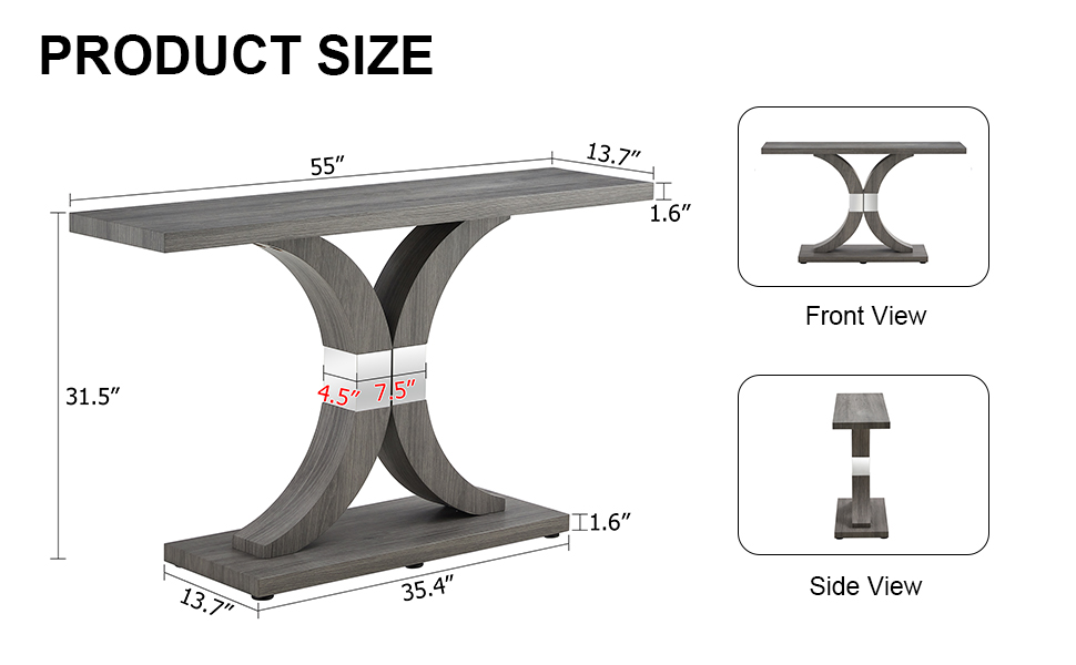 Modern minimalist style natural gray wood foyer table, equipped with MDF wood tabletop and MDF stainless steel bracket, enhances the beauty and artistic atmosphere of the home, suitable for foyer .FXG