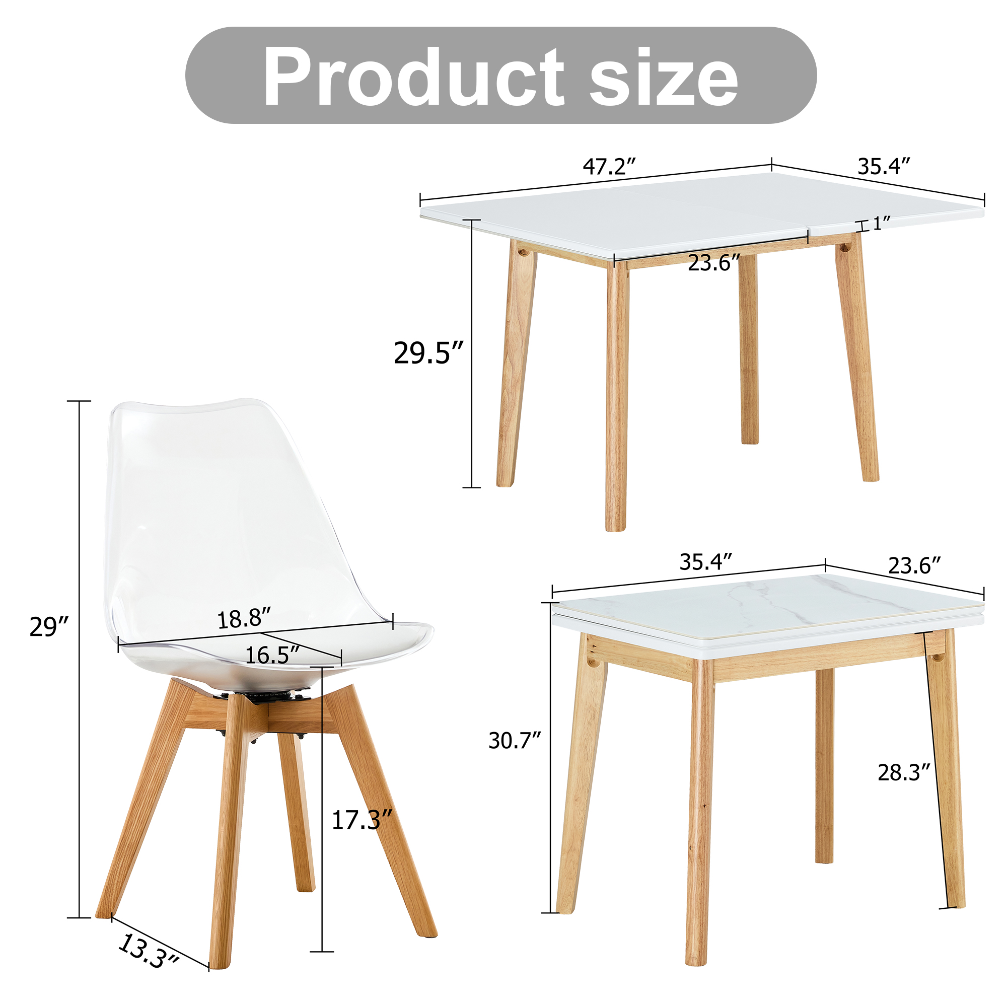 White stone burning tabletop with rubber wooden legs, foldable computer desk, foldable office desk,4 Modern chairs can rotate 360 degrees,the seat cushion is made of PU material.  ZD-1545   SC-003