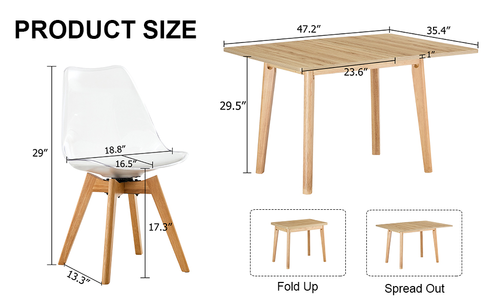 Wood colored MFC desktop with rubber wooden legs, foldable computer desk, foldable office desk, 4 Modern chairs can rotate 360 degrees,the seat cushion is made of PU material. ZD-1545 C-1162