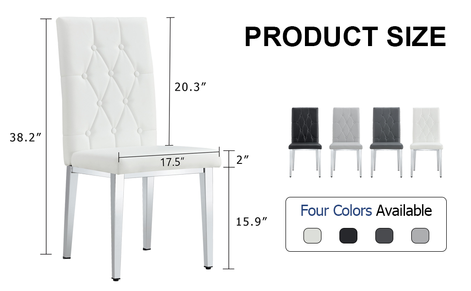 4-piece dining chair set, modern style kitchen soft cushion high backrest, with embedded buttons,  metal leg office chair, suitable for restaurants, offices, and restaurants.