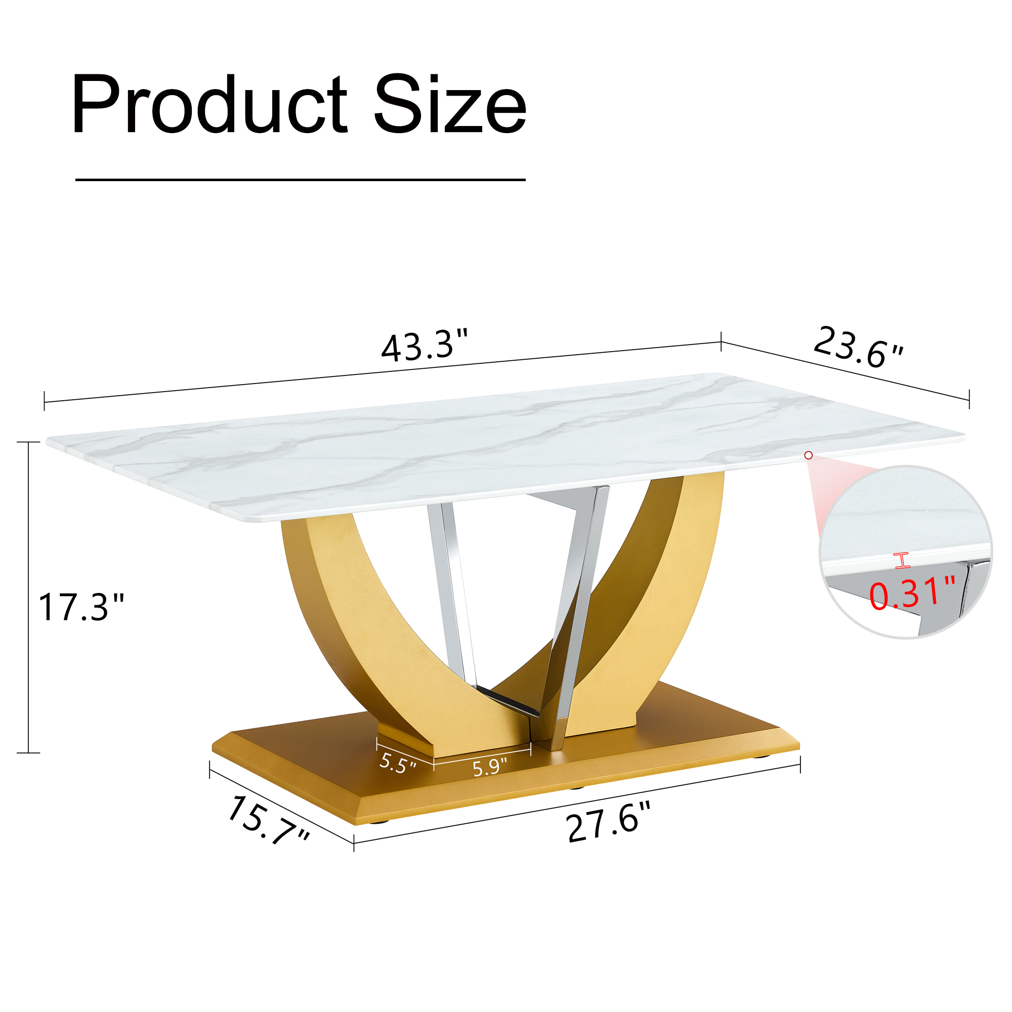 Coffee table.Modern minimalist Tempered glass with sticker desktop ,golden MDF legs and stainless steel decorative columns. Lightweight and easy to move. CT-907