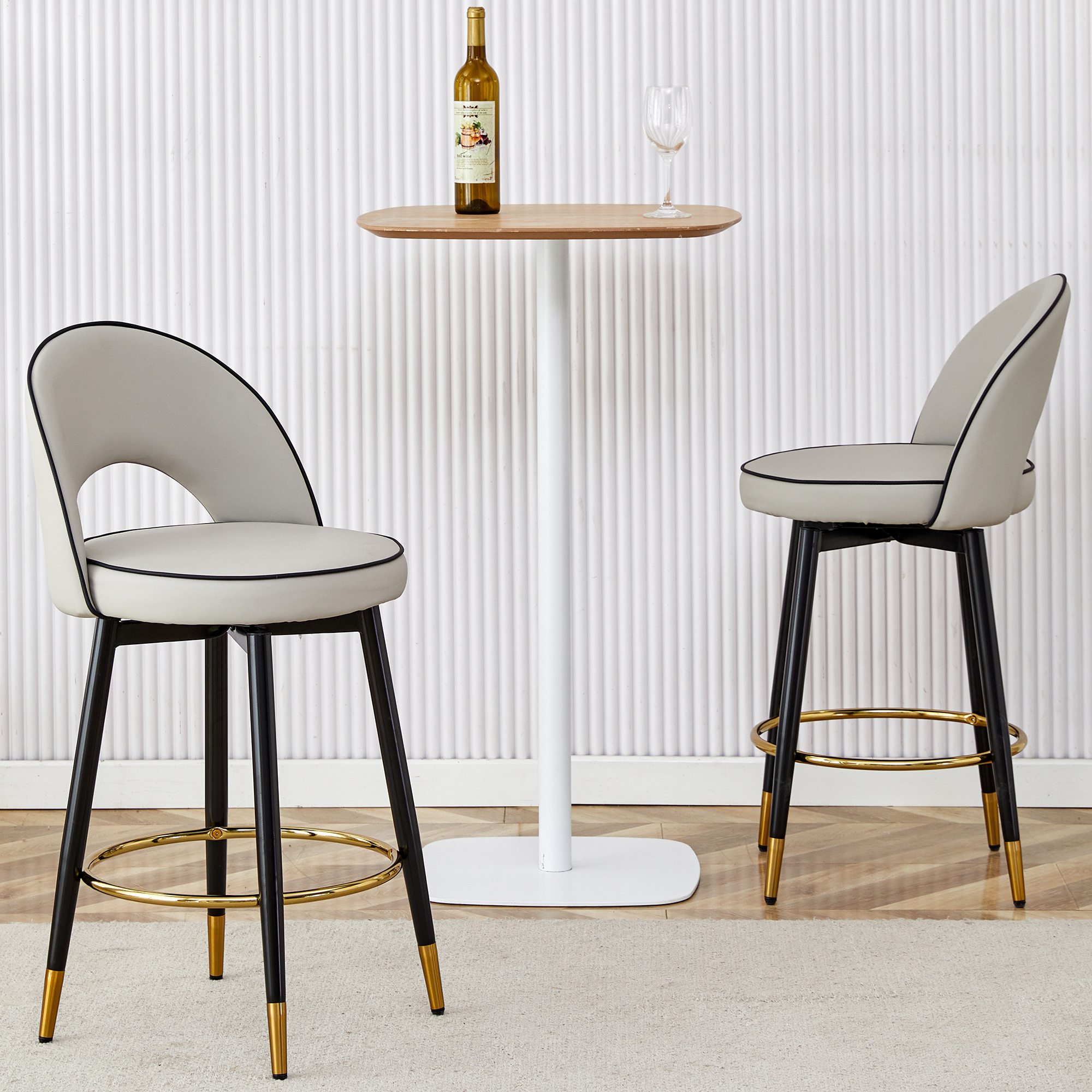 360 ° rotatable bar chair.Modern PU comfortable upholstered bar chair with smooth and beautiful metal legs for dining room, kitchen, terrace and guest office chair .