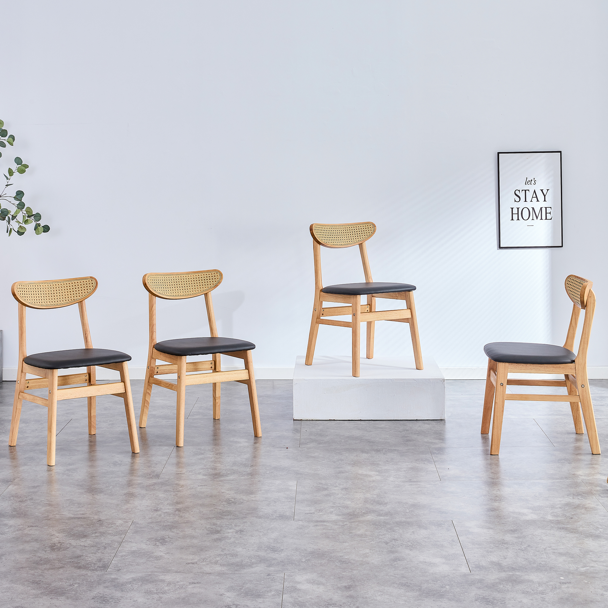 4 The stylish and durable solid wood dining chair, small curved back, PU cushion, and beautiful shape match perfectly with any room and everyday use