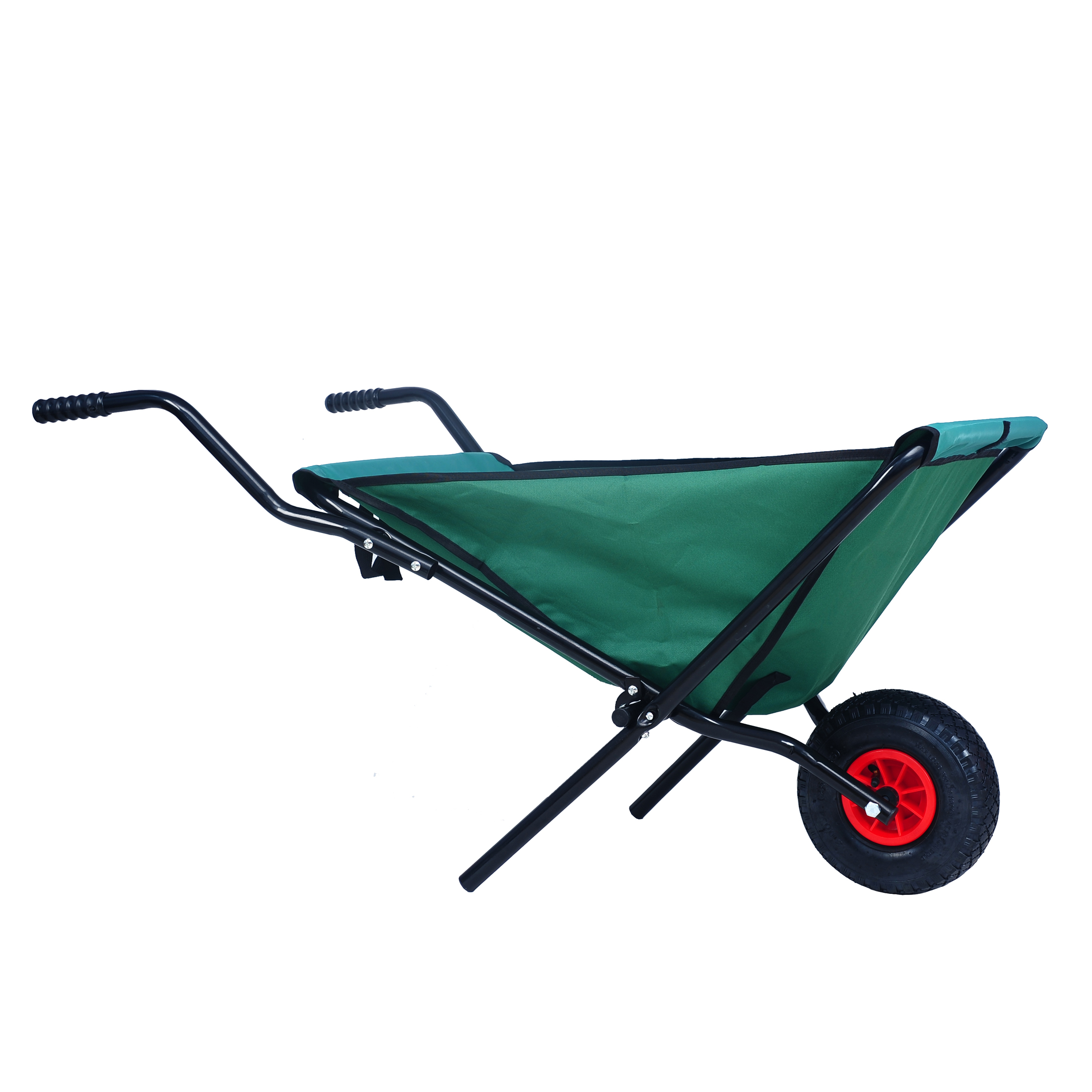 Collapsible Wheelbarrow 176 lbs Folding Yard Garden Wheelbarrow Foldable Lightweight Gardening Heavy Duty Oxford Cloth Green Lawn Cart for Grass, Leaf, Garden Supplies, 10" Pneumatic Tire