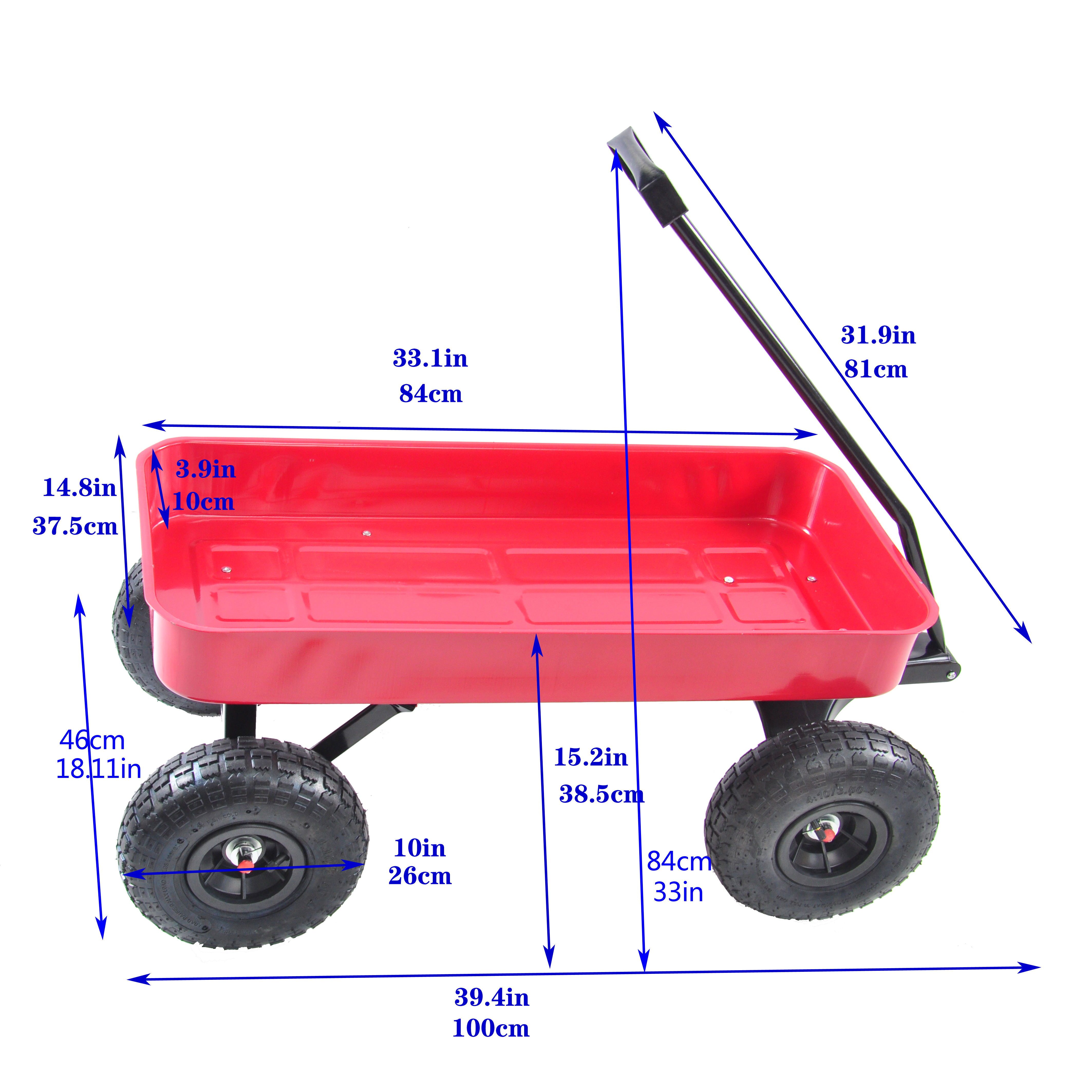 Outdoor Wagon All Terrain Pulling  Air Tires Children Kid Garden