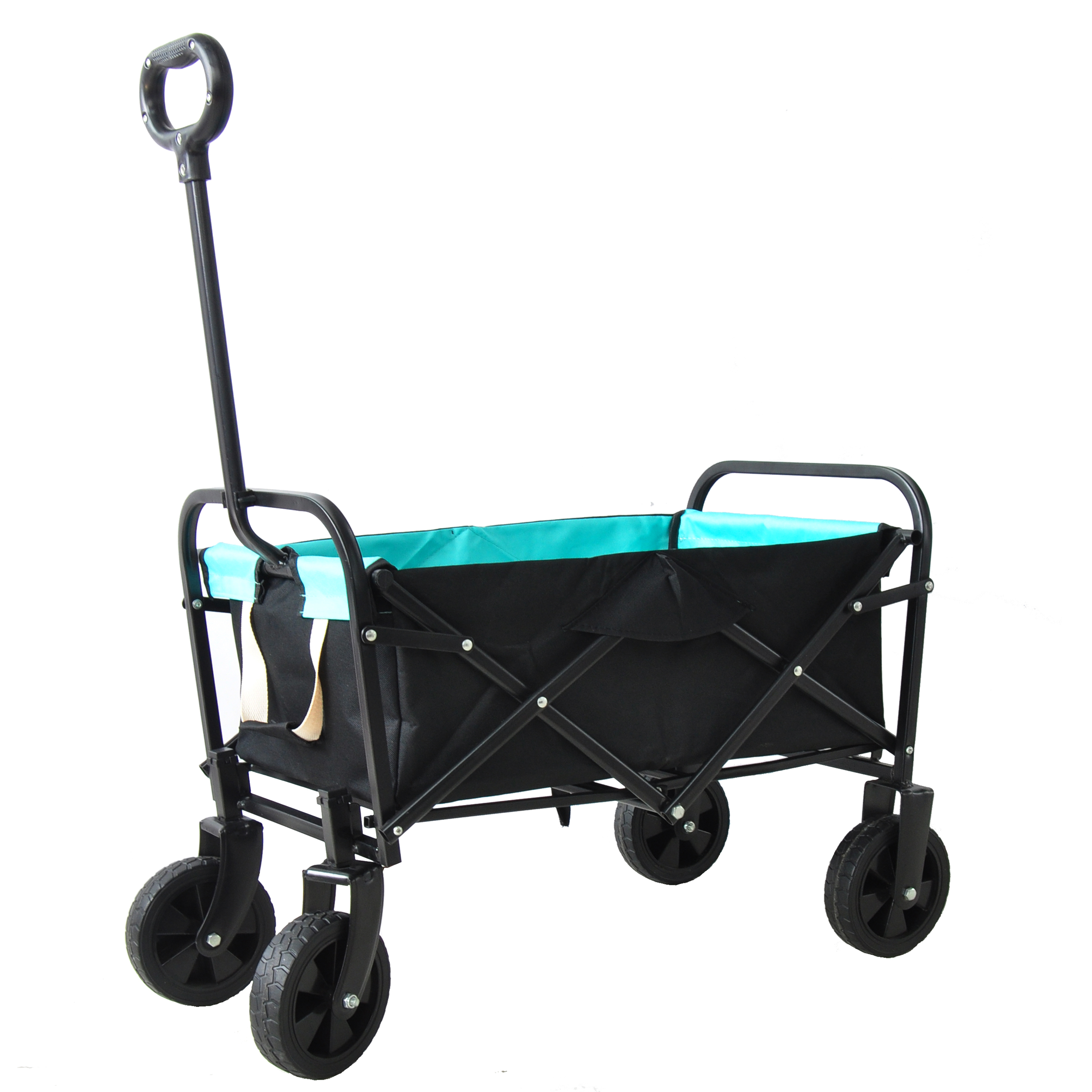 Mini Folding Wagon Garden Shopping Beach Cart (black+blue)