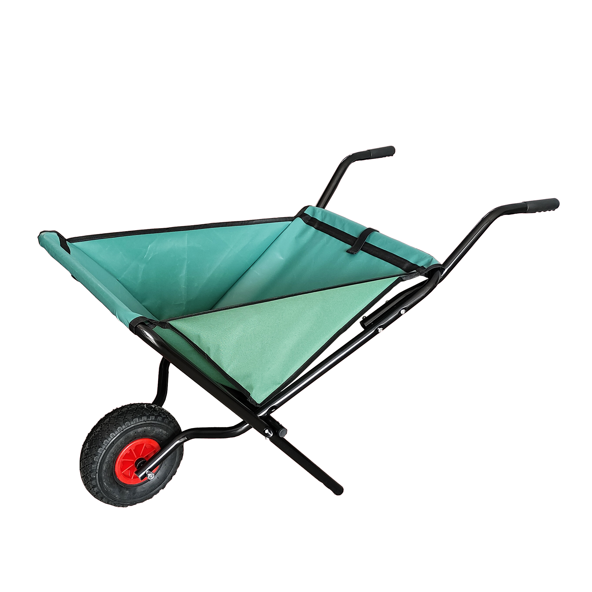 Collapsible Wheelbarrow 176 lbs Folding Yard Garden Wheelbarrow Foldable Lightweight Gardening Heavy Duty Oxford Cloth Green Lawn Cart for Grass, Leaf, Garden Supplies, 10" Pneumatic Tire