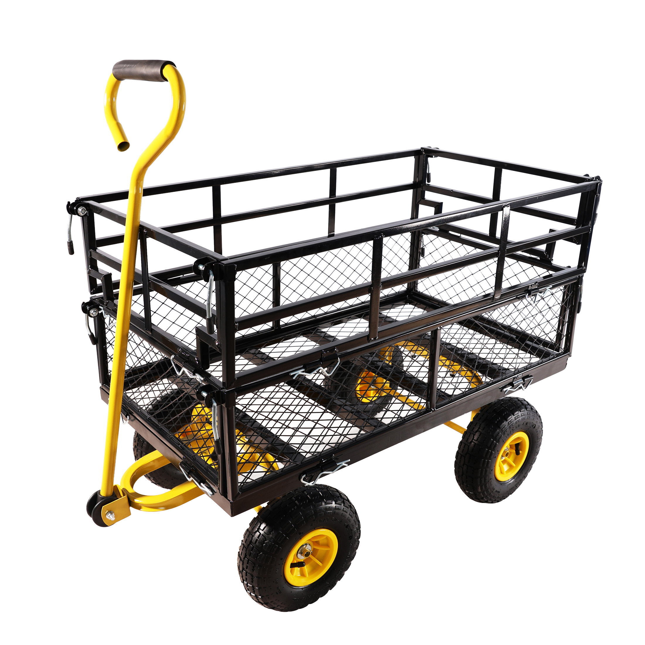 Wagon Cart Garden cart trucks make it easier to transport firewood Yellow+Black