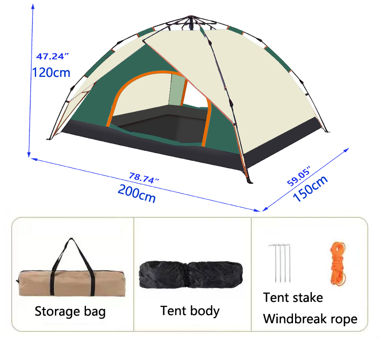 Camping dome tent is suitable for 2~3 people, waterproof, spacious, portable backpack tent, suitable for outdoor camping,hiking