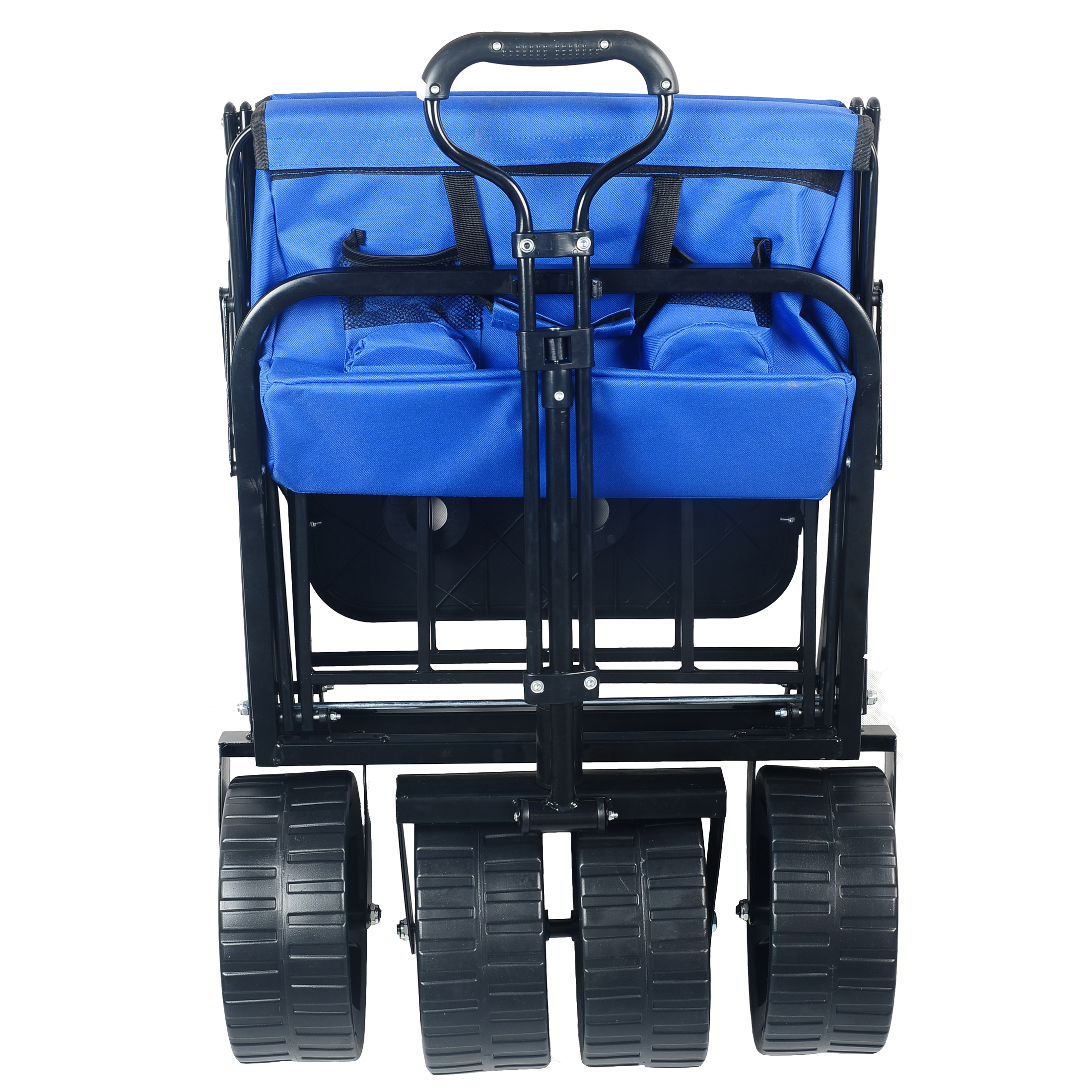 Folding Wagon Garden Shopping Beach Cart (Blue)