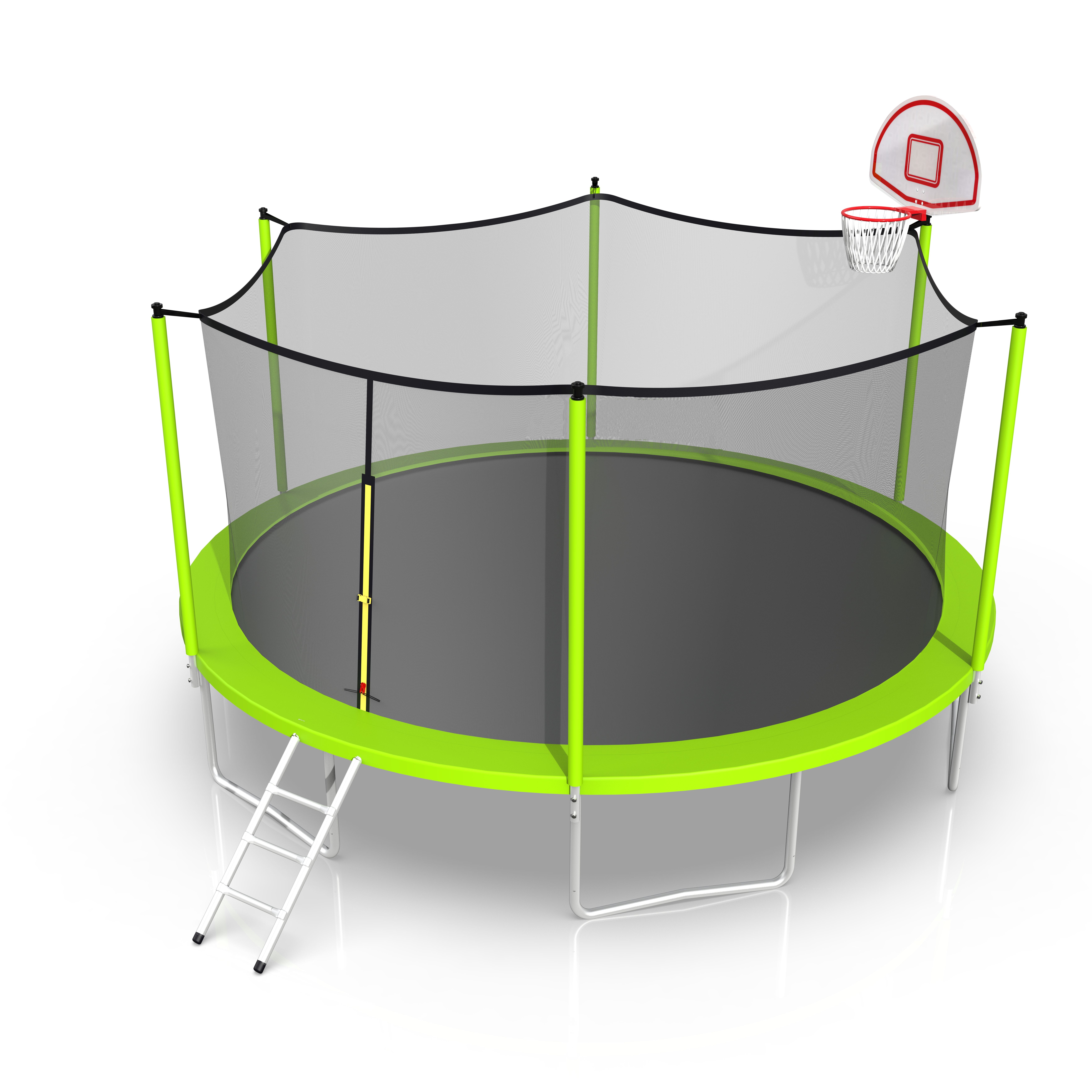 16ft Trampoline with Enclosure, New Upgraded Kids Outdoor Trampoline with Basketball Hoop and Ladder, Heavy-Duty Round Trampoline，Green-CASAINC