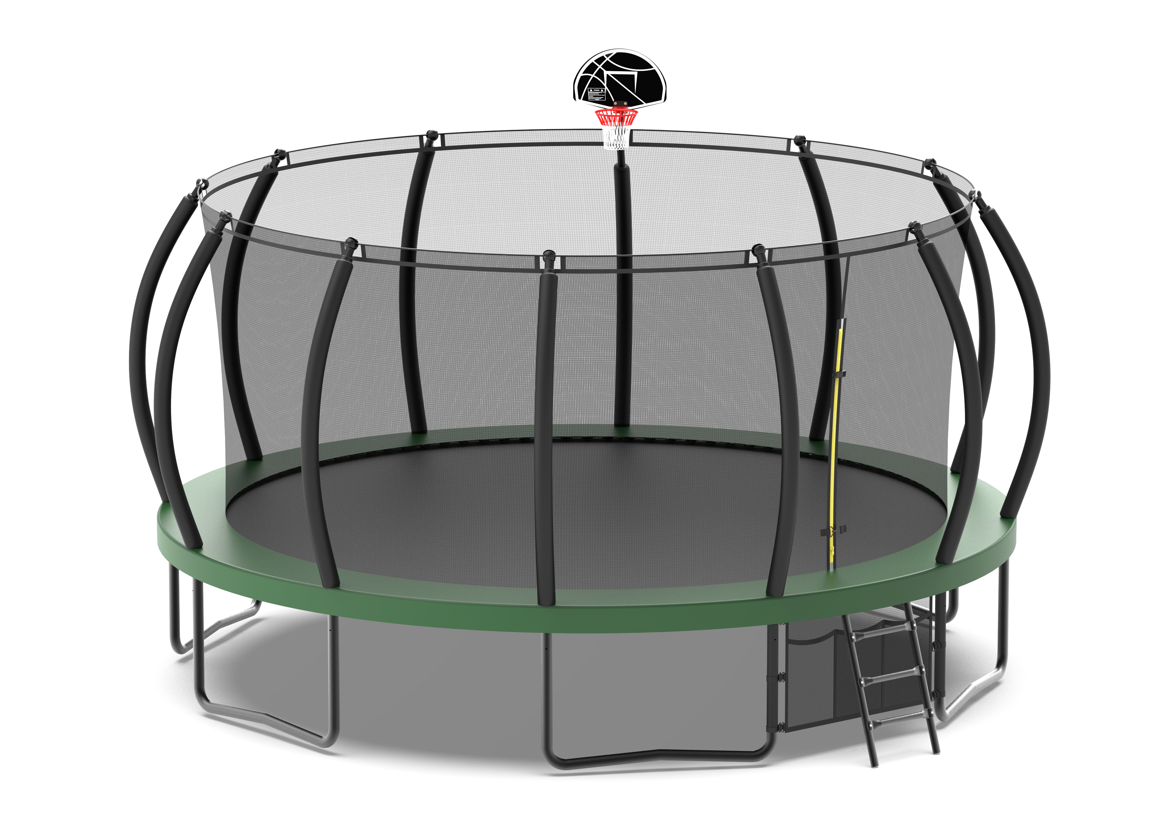 16FT Trampoline with Basketball Hoop - Recreational Trampolines with Ladder ,Shoe Bag and Galvanized Anti-Rust Coating