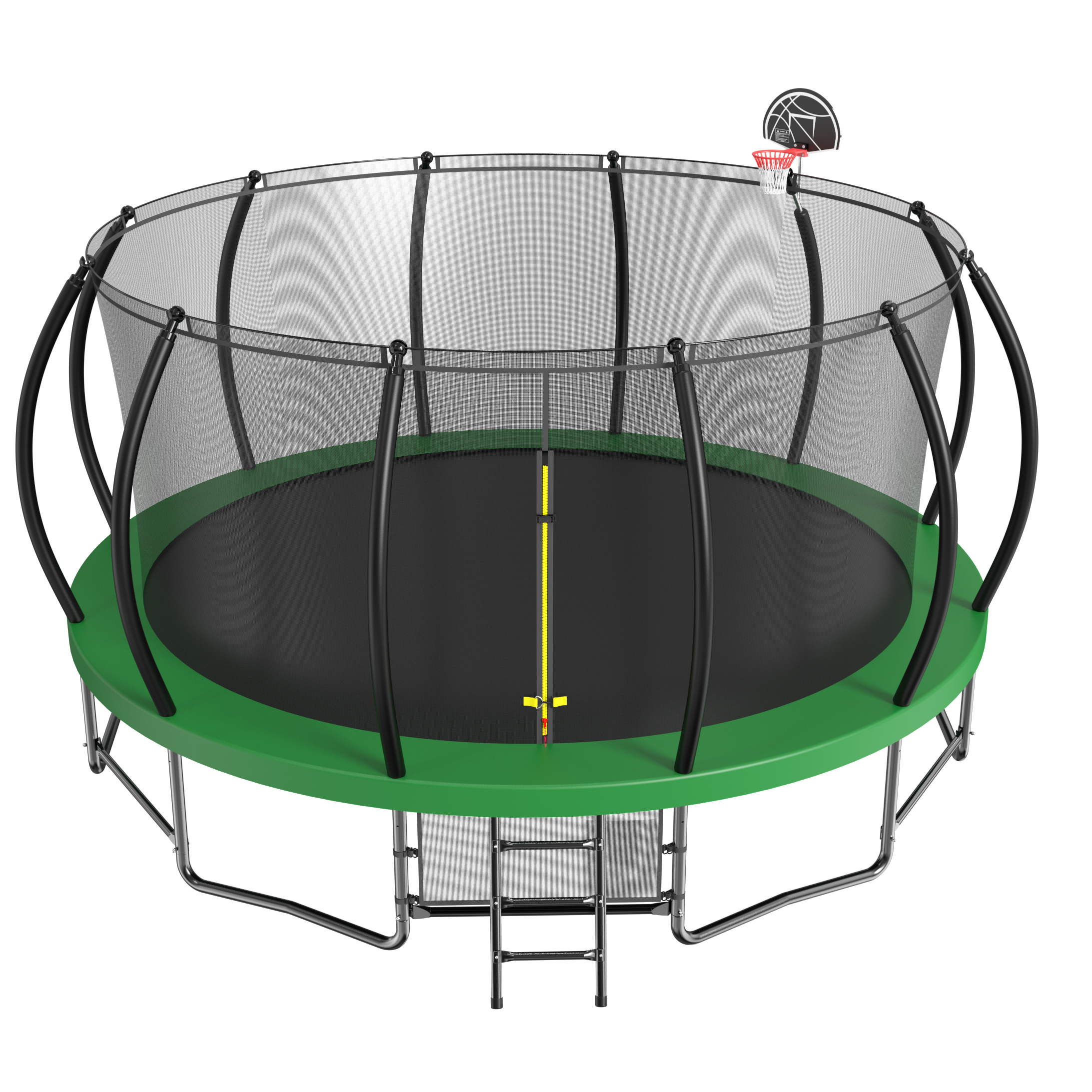 15FT Trampoline with Basketball Hoop - Recreational Trampolines with Ladder ,Shoe Bag and Galvanized Anti-Rust Coating