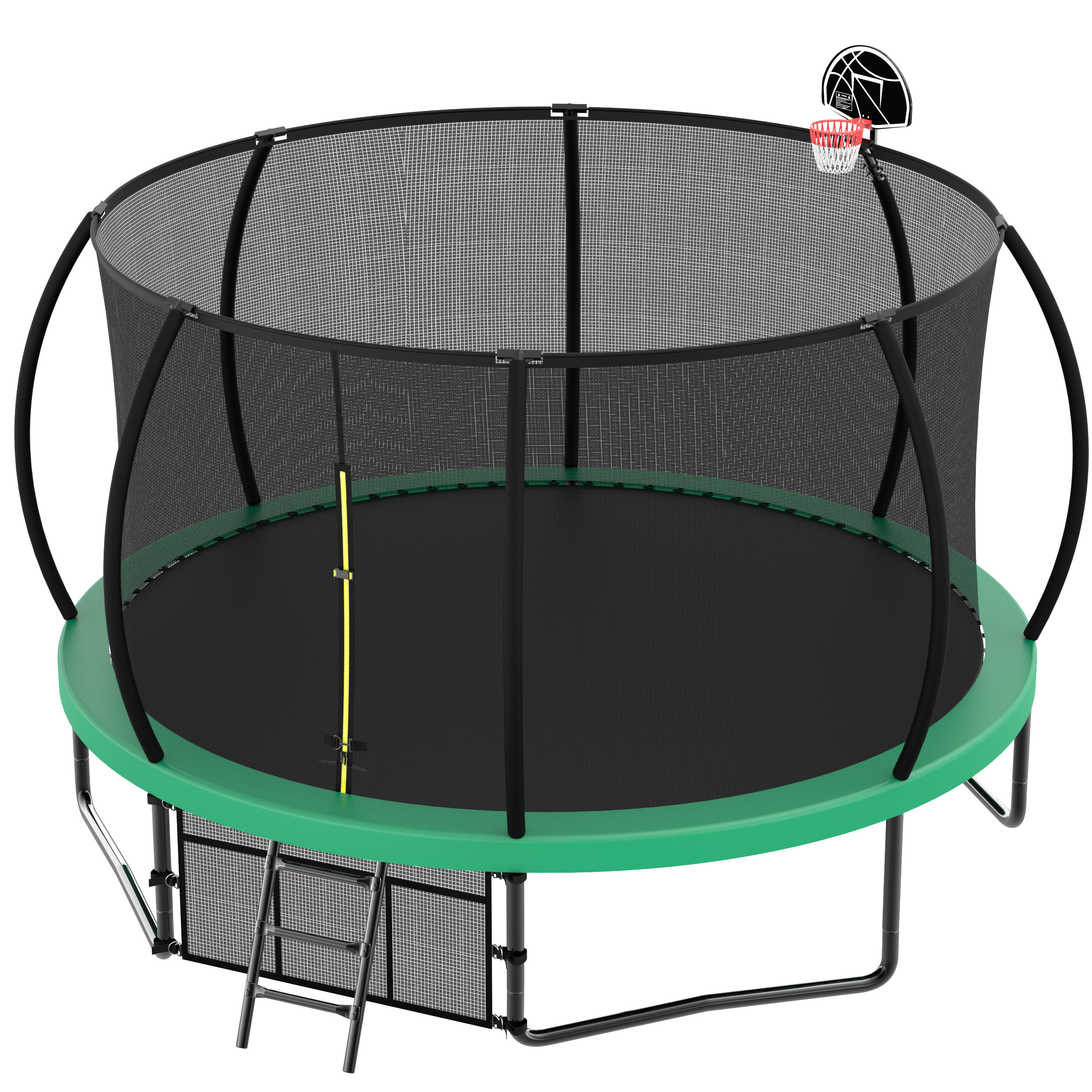 14FT Recreational Kids Trampoline with Safety Enclosure Net & Ladder, Outdoor Recreational Trampolines